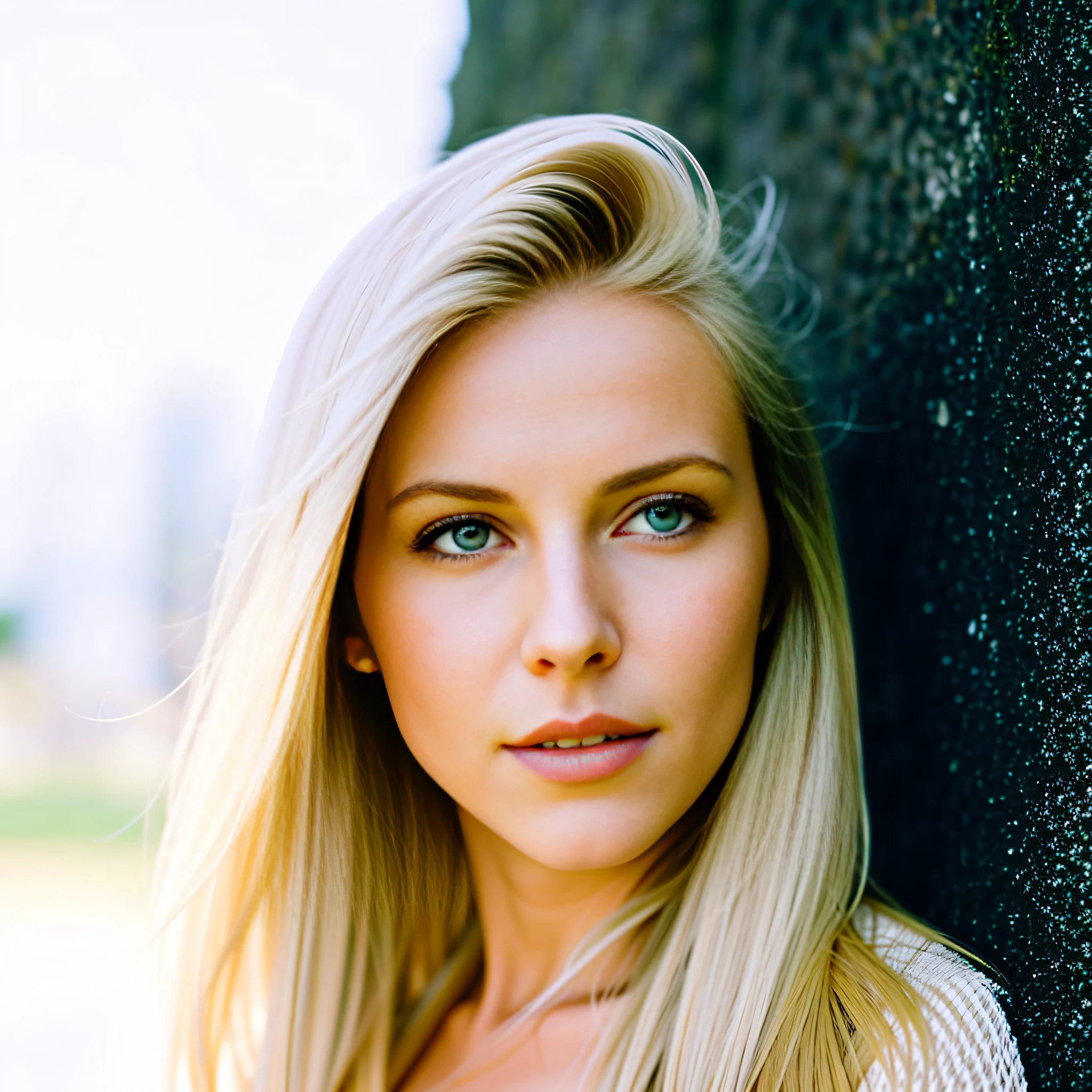 blond woman with blue eyes leaning against a wall in a park, photo of a beautiful woman, Highly detailed, vibrant and vivid, smooth, cinematic, high contrast, HDR, 4K, trending in artstation, hyperrealistic, bokeh, DOF, AI-generated.
Photographed on a Canon AE-1, 100mm F/2.8 macro lens, Fujifilm Fujicolor 800, film-like.