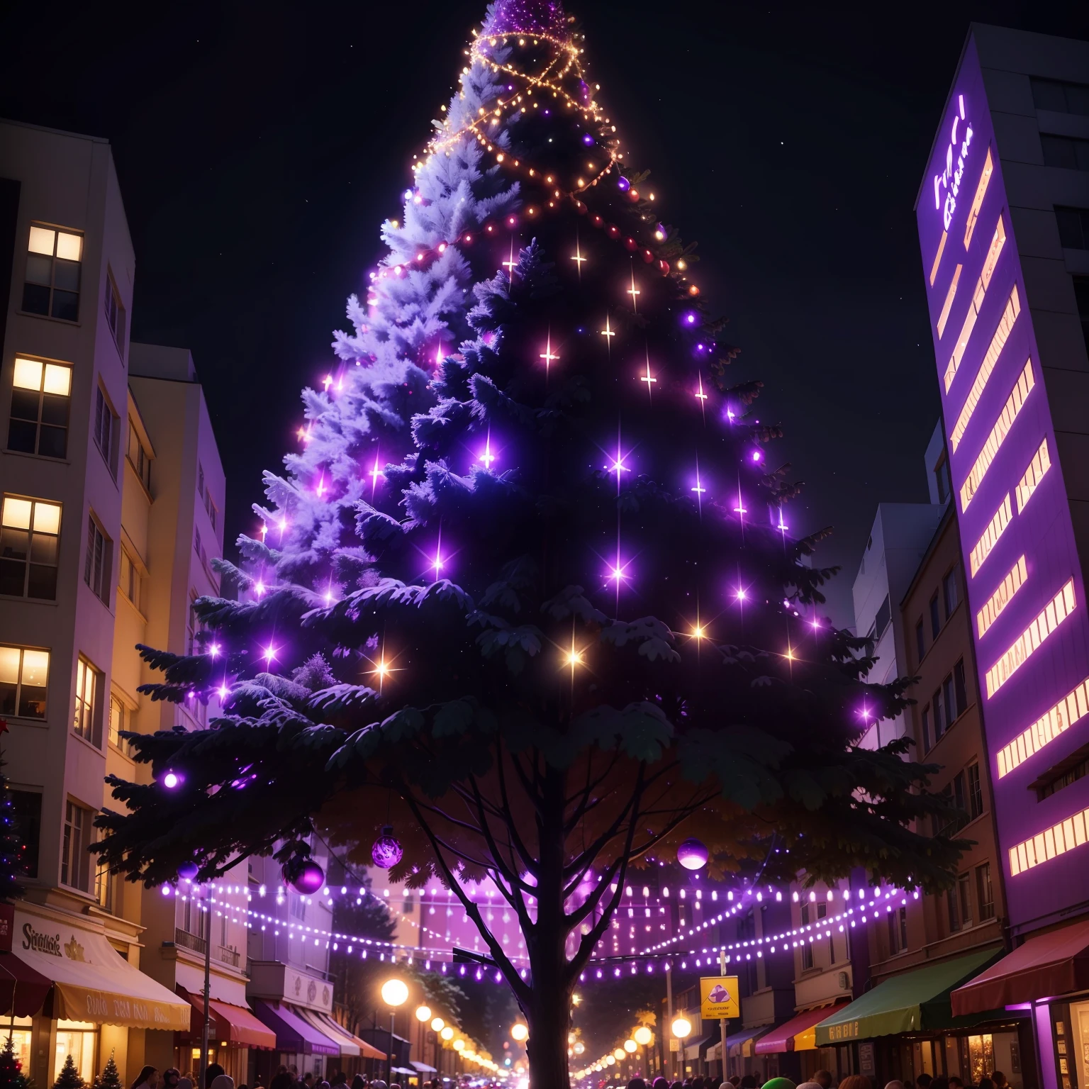 Purple lights and colorful Christmas trees --auto