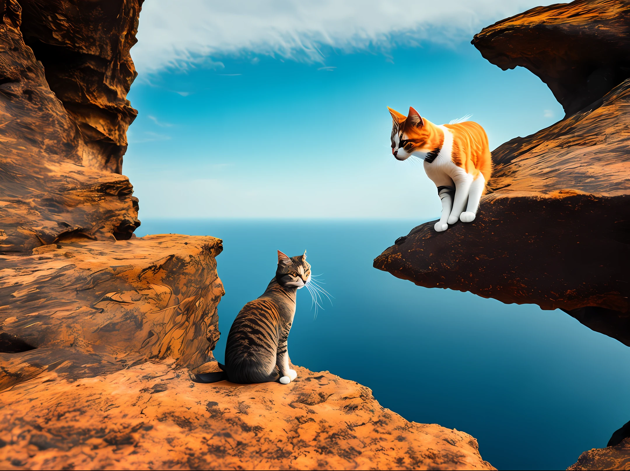 Cat on the edge of the cliff
