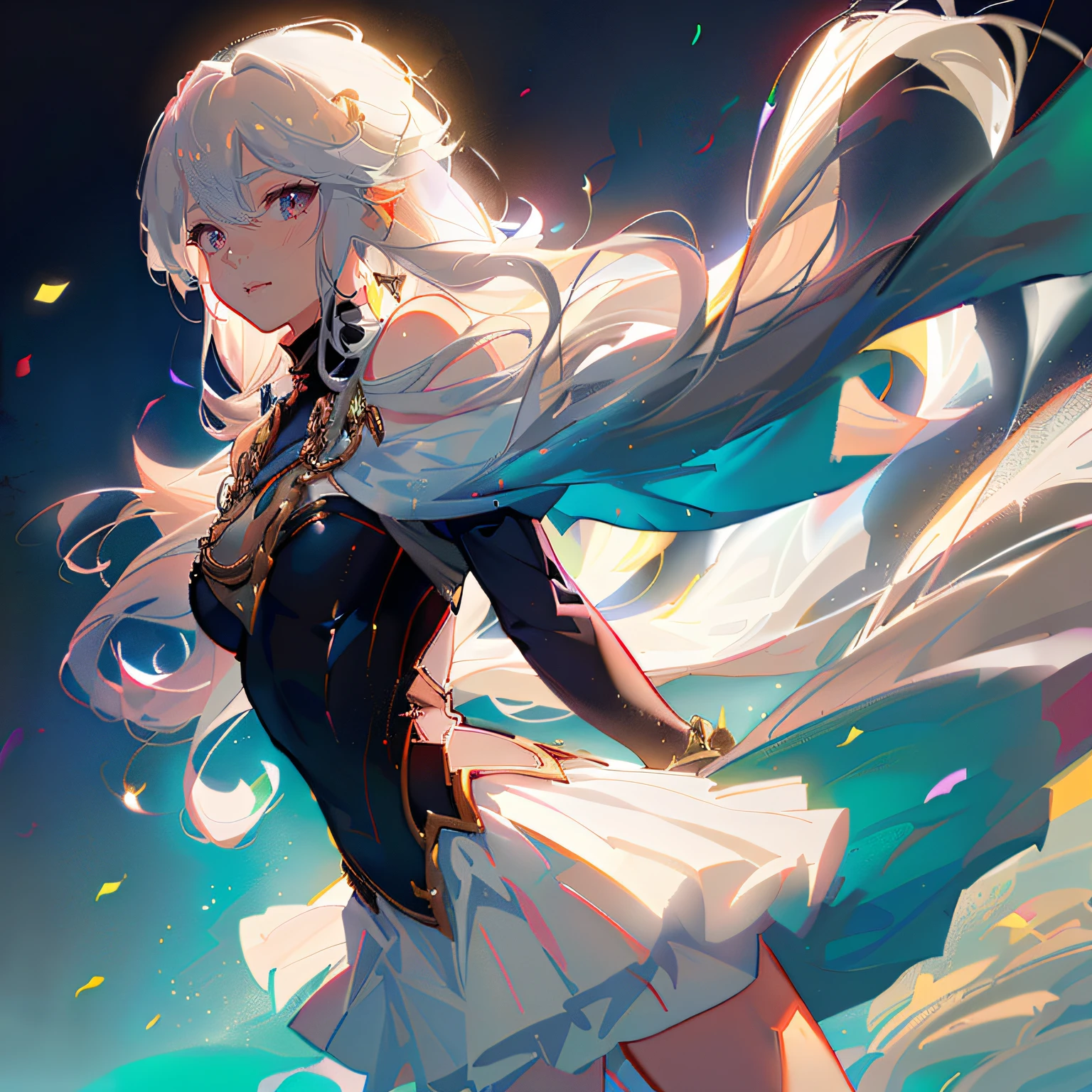 Anime girl with long white hair and blue dress with flowing hair, Kushatt Krenz Key Art Women, Artgerm and Atey Ghailan, trending on artstation pixiv, Digital art on Pixiv, Guweiz in Pixiv ArtStation, Guweiz on ArtStation Pixiv, :: rossdraws, wlop rossdraws