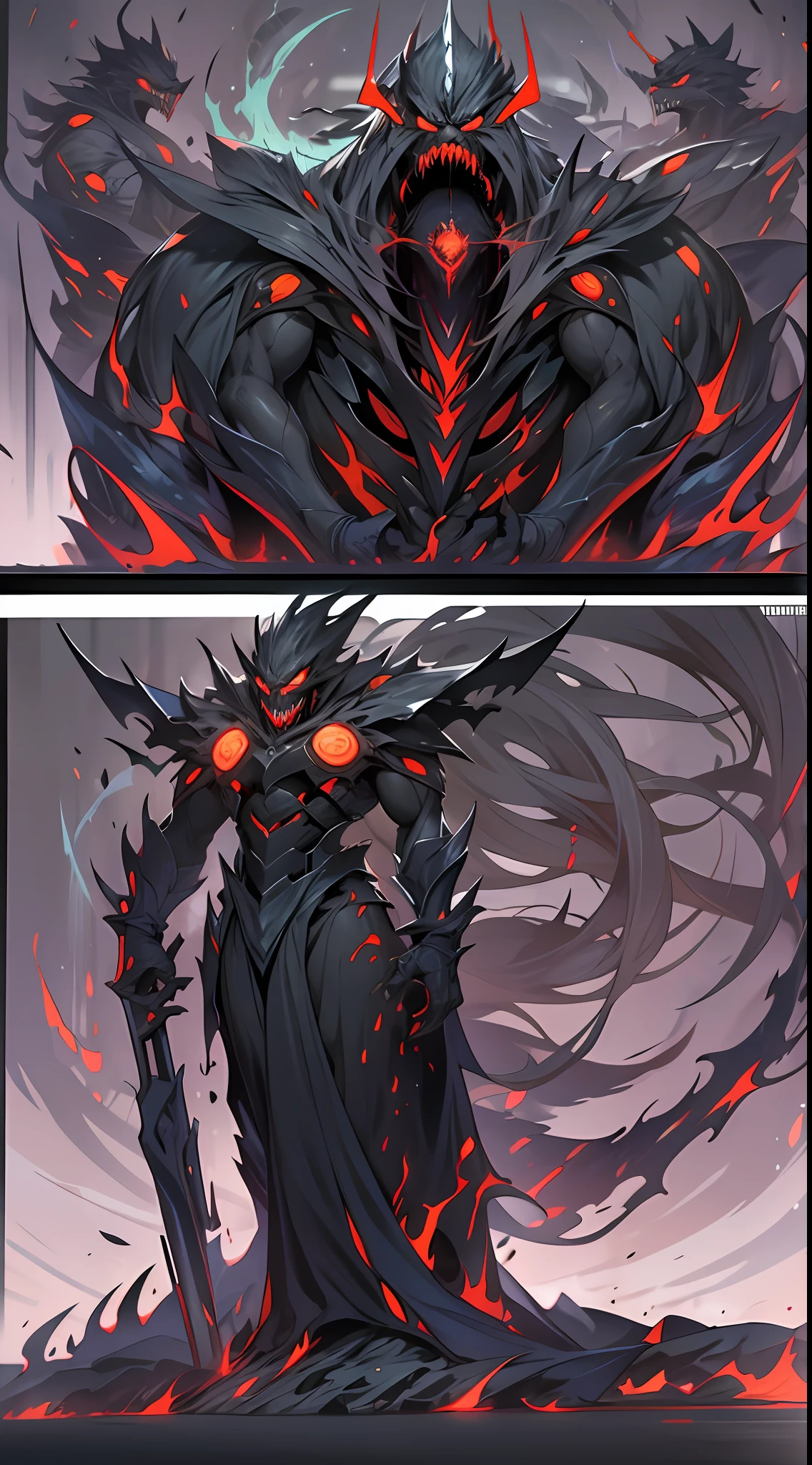 A huge evil spirit, radiating dark energy, decides to self-destruct, mocking the team's powerlessness with a voice full of sarcasm and malice, surrounded by a dark aura, , 32k, best quality, masterpiece, super detail, high details