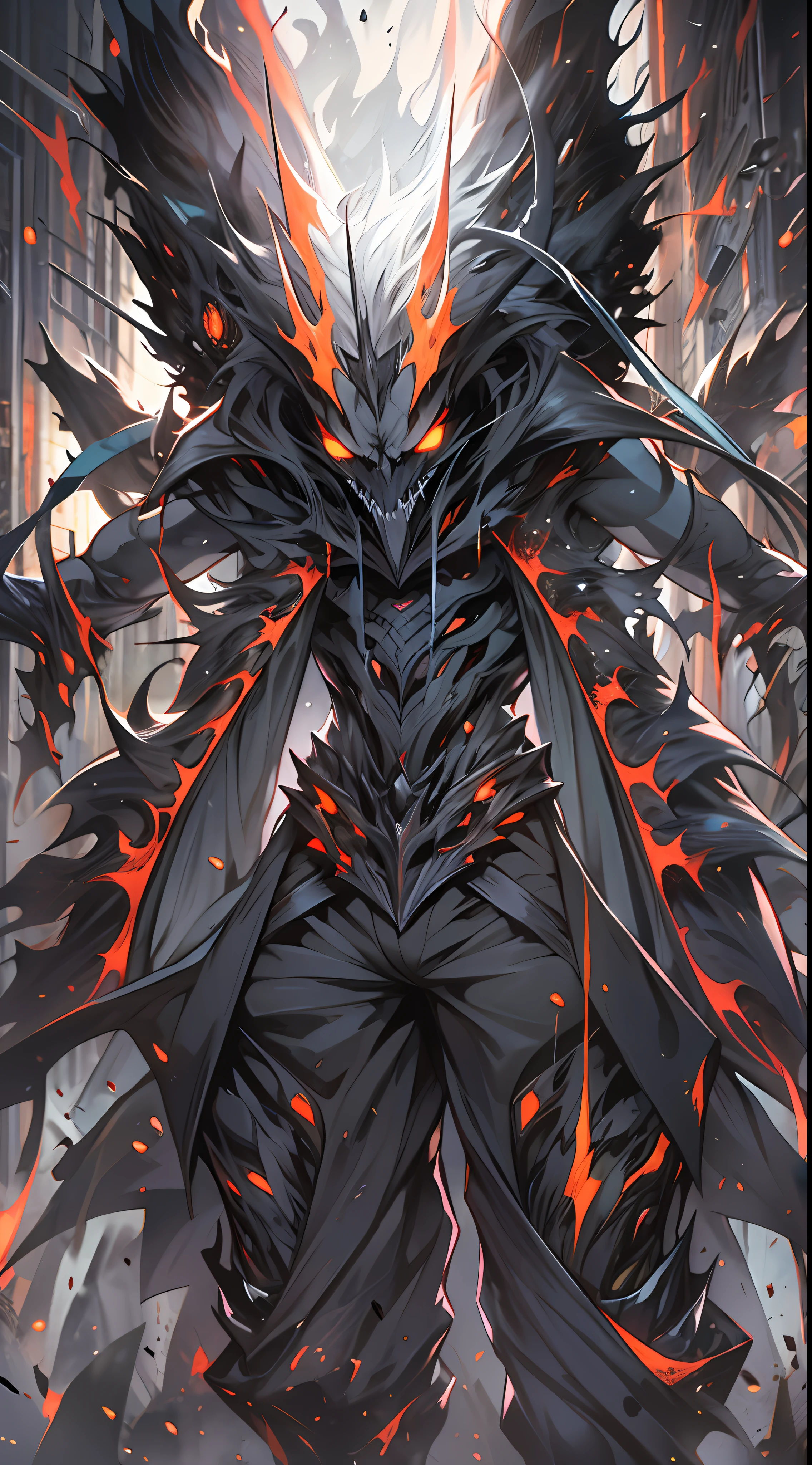 A huge evil spirit, radiating dark energy, decides to self-destruct, mocking the team's powerlessness with a voice full of sarcasm and malice, surrounded by a dark aura, , 32k, best quality, masterpiece, super detail, high details