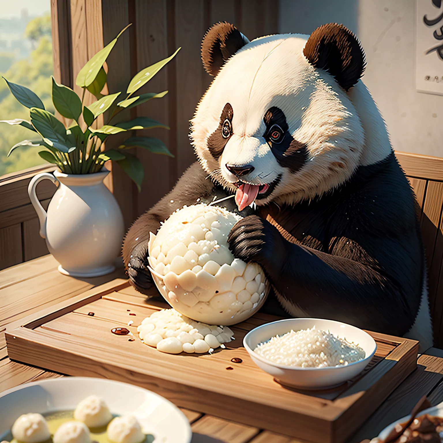 Panda eating rice dumplings --auto
