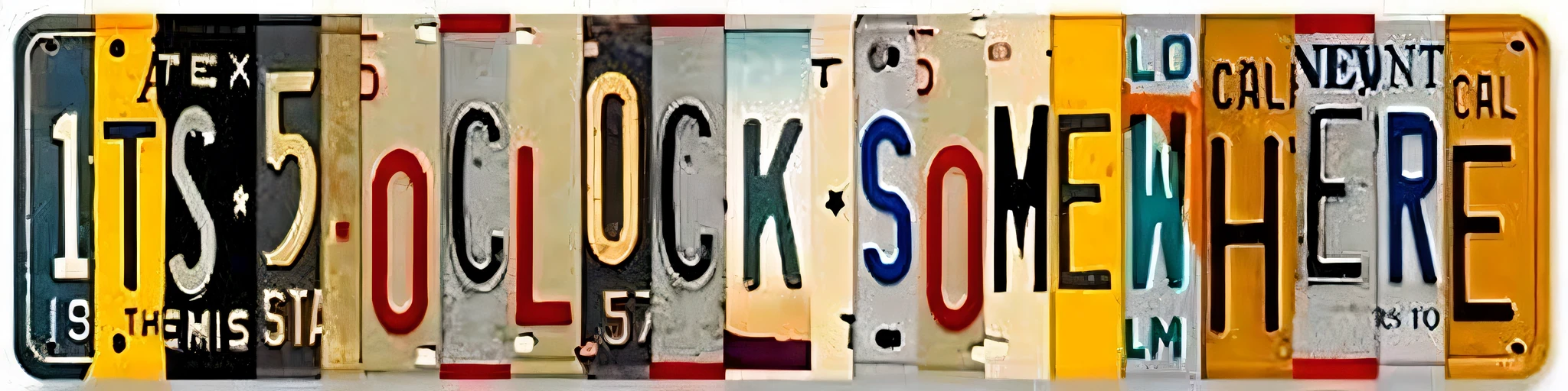 Close up of multiple license plates on white background, author：Robert Dixon, rock star, Andrew Dixon, j.dickenson, j. dickenson, By A. b. jackson, author：Richard Rockwell, rock music, author：Anson Maddox, Jock, In 1850, Rock music