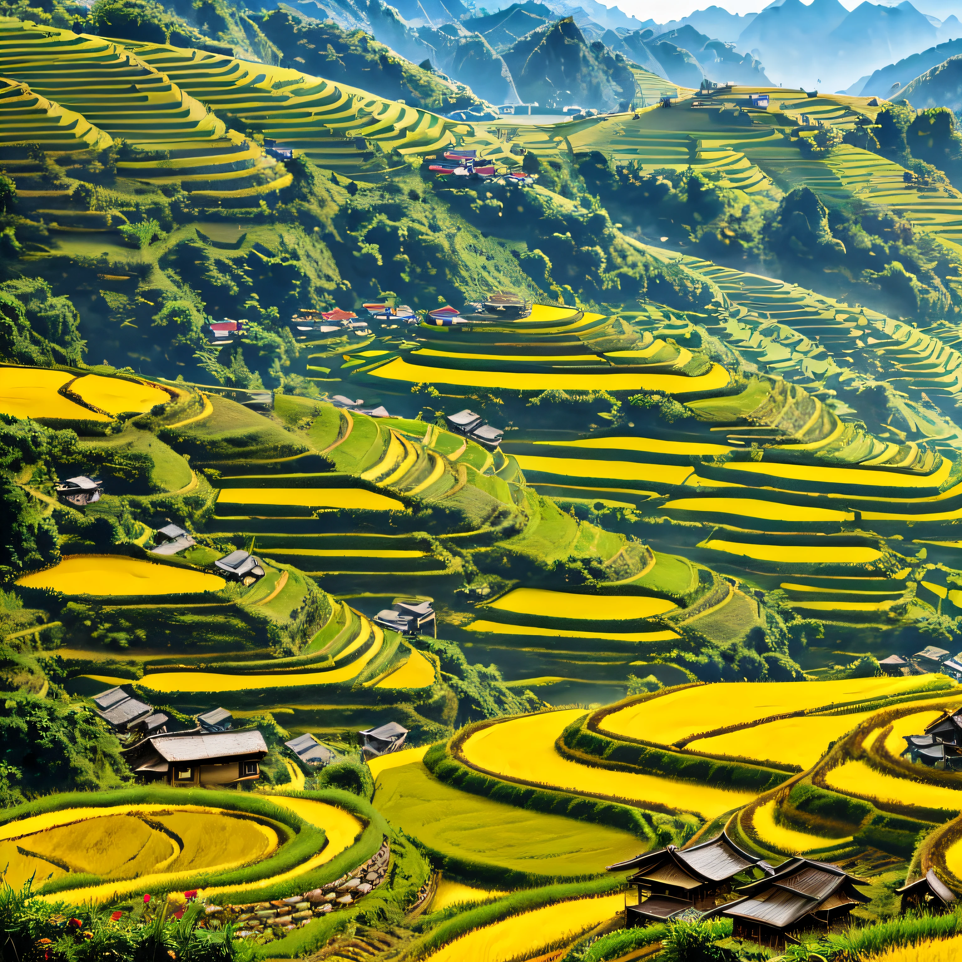 Longji Rice Terraces Guilin Daoxiang Autumn Harvest --auto