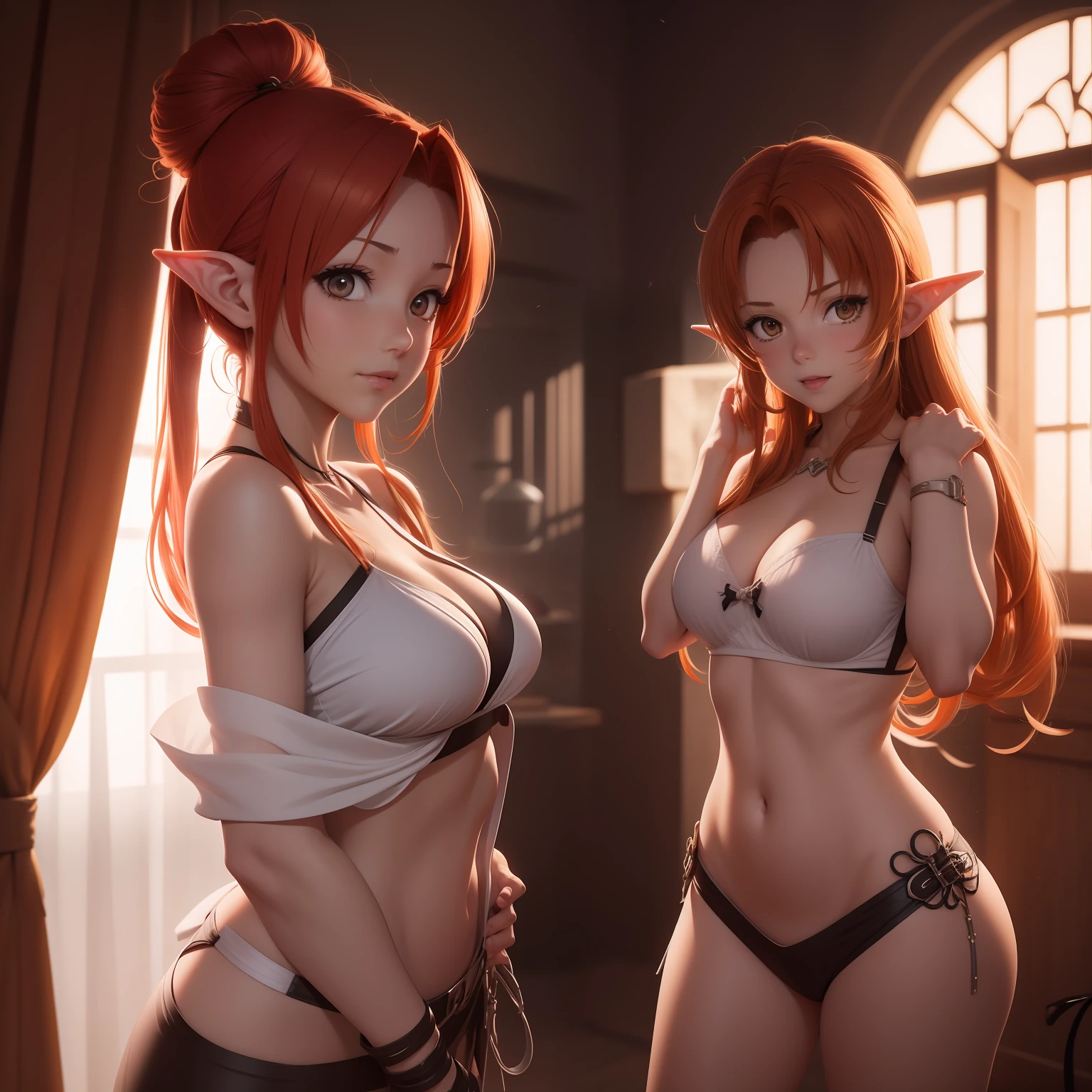 rudeus grayrat hitting the redhead's ass and passing the elf hand delight, mulher em lingerie posando em um quarto com cortinas,  anime sedutora, corpo perfeito sombreado realista, [ Arte Digital 4K ]!!, arte cg anime suave, corpo perfeito fotorrealista, Retrato sedutor de Tifa Lockhart, mulher bonita sedutora do anime, Pose sexy, Commission for High Res, thicc, Garota sexy, 3 d anime realista, anatomicamente correto