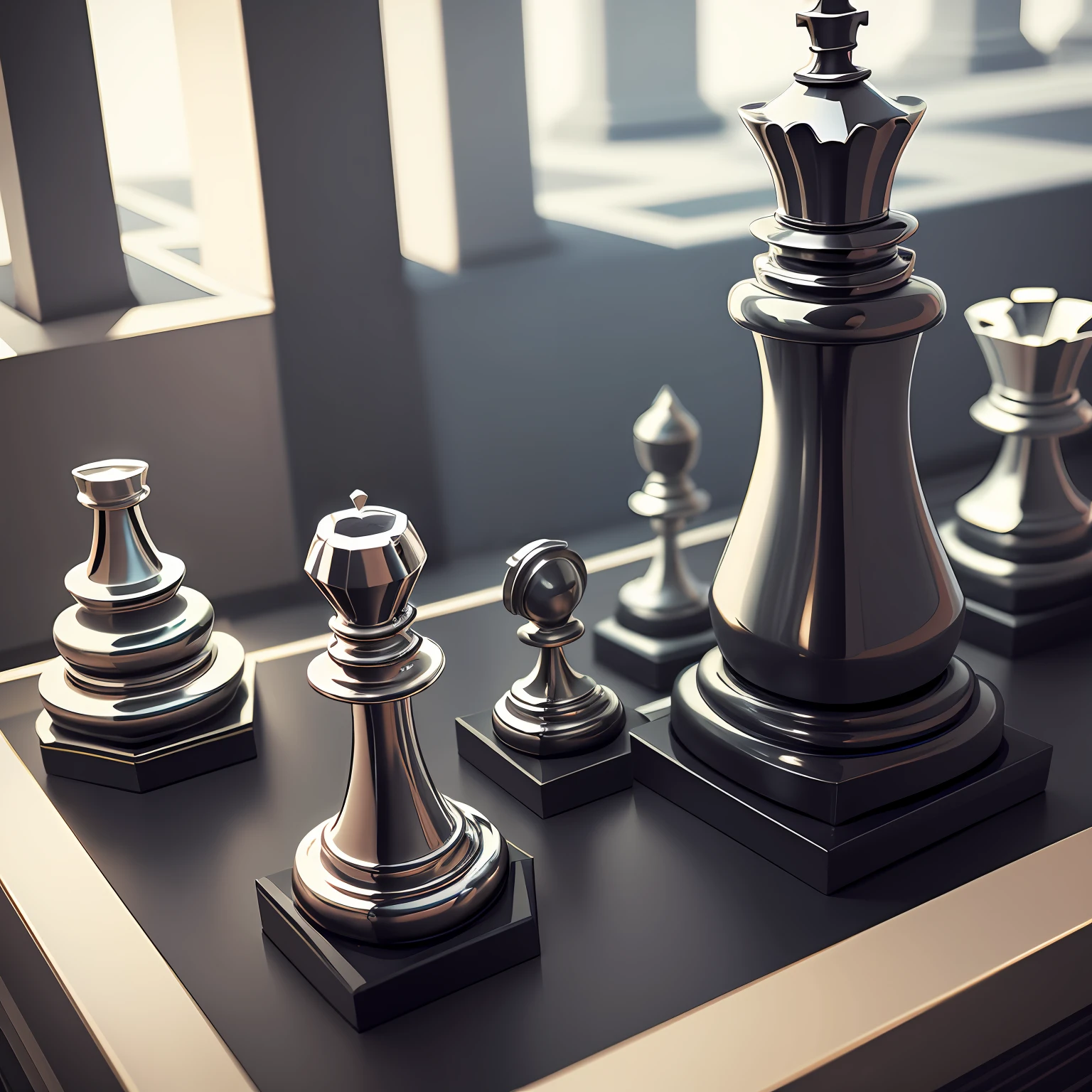 Chess pieces,Adopting geometry involves elements, Metallic texture, The exterior is high-end， --auto