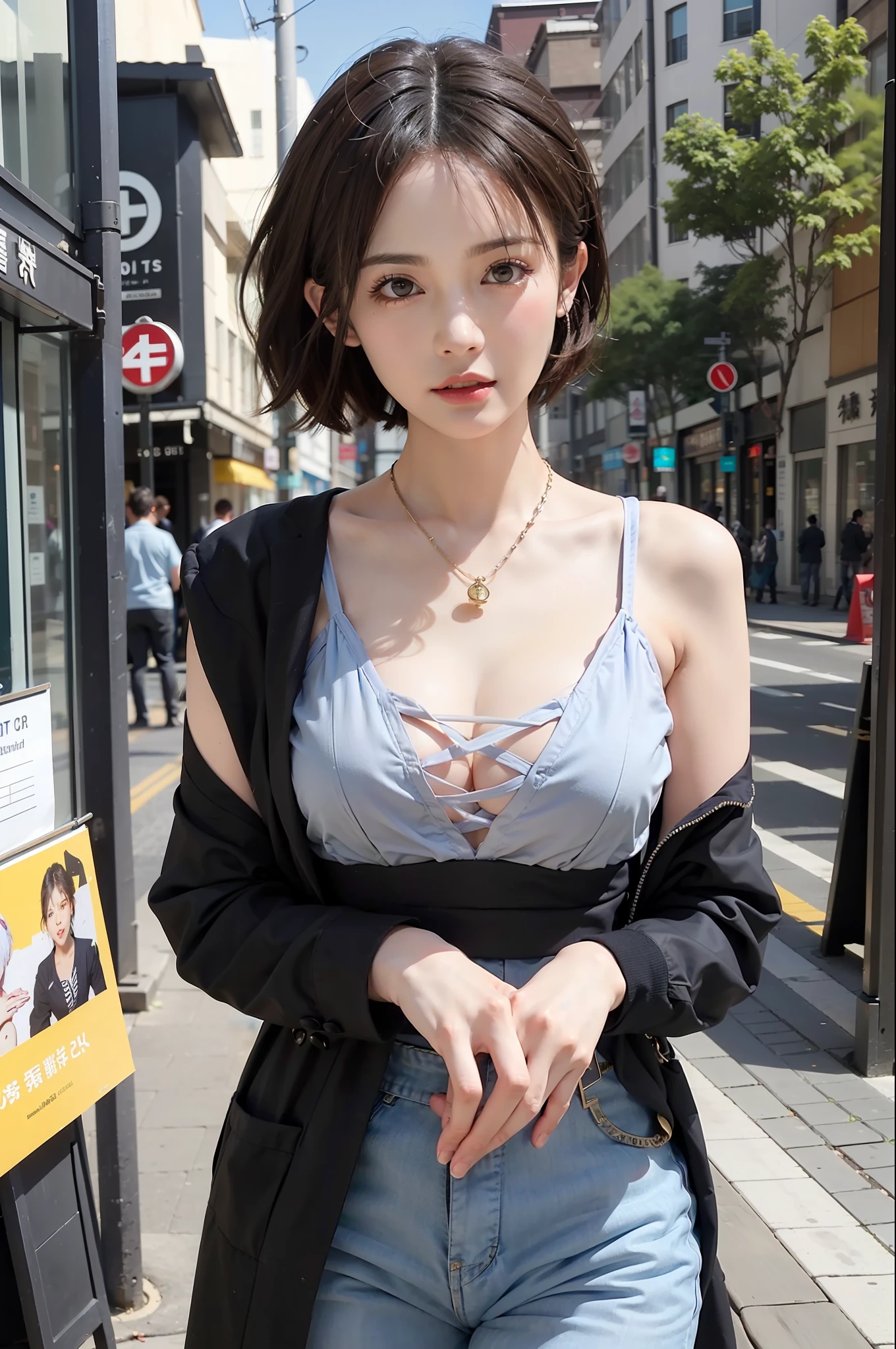 (in the darkness nigth:1.6),Surrealist portraits of women by David Hockney and Alphonse Mucha,Fantasyart,photographrealistic,动态照明,art stations,poster for,Volumetriclighting,Very detailed faces,8 k'',Award-Awarded,,1girll,female student,During the day on the street,deepshadow,low tune,cowboy lens,(校服:1.4),Air bangs short hair,pendant,full bodyesbian,the sea,sandbeach,Bigchest,high qulity,k hd,Street photography,High Street,城市,exteriors,the street