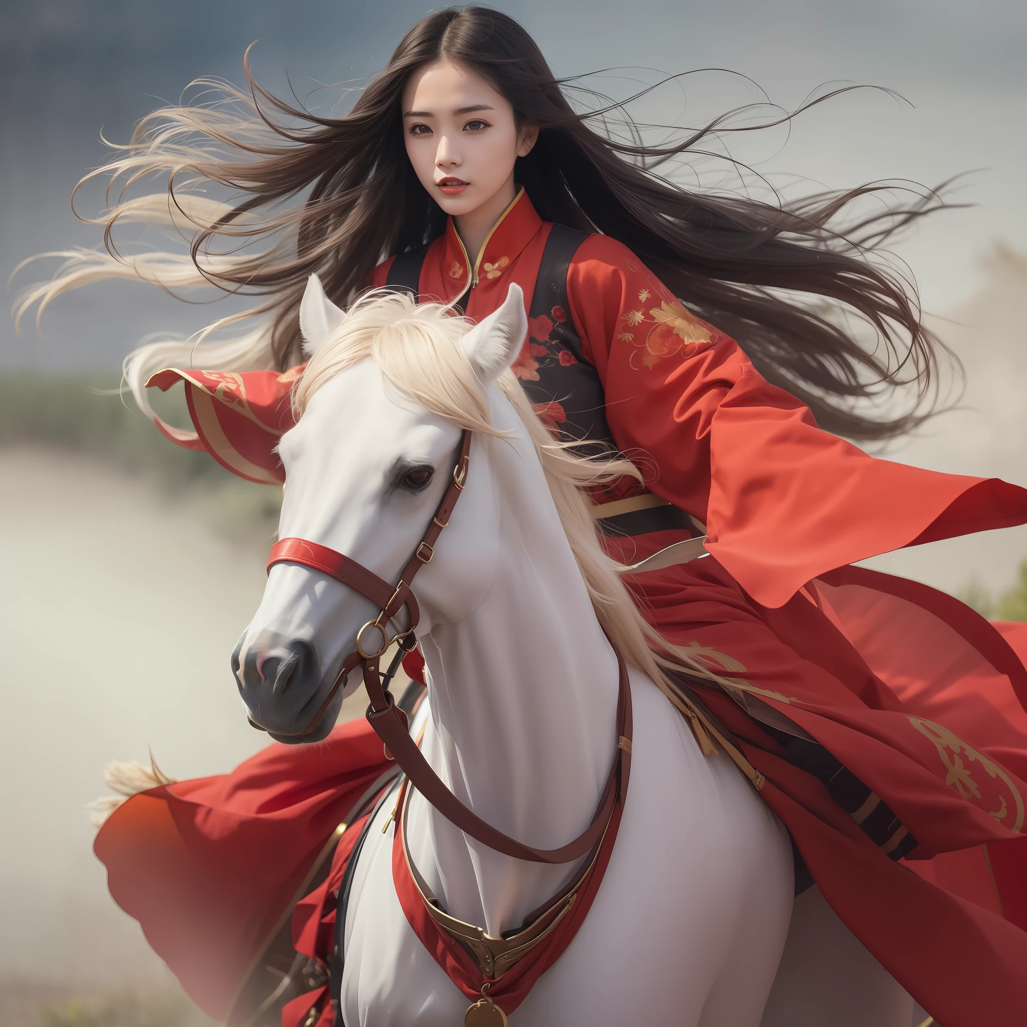 Red clothes fluttering in the wind
