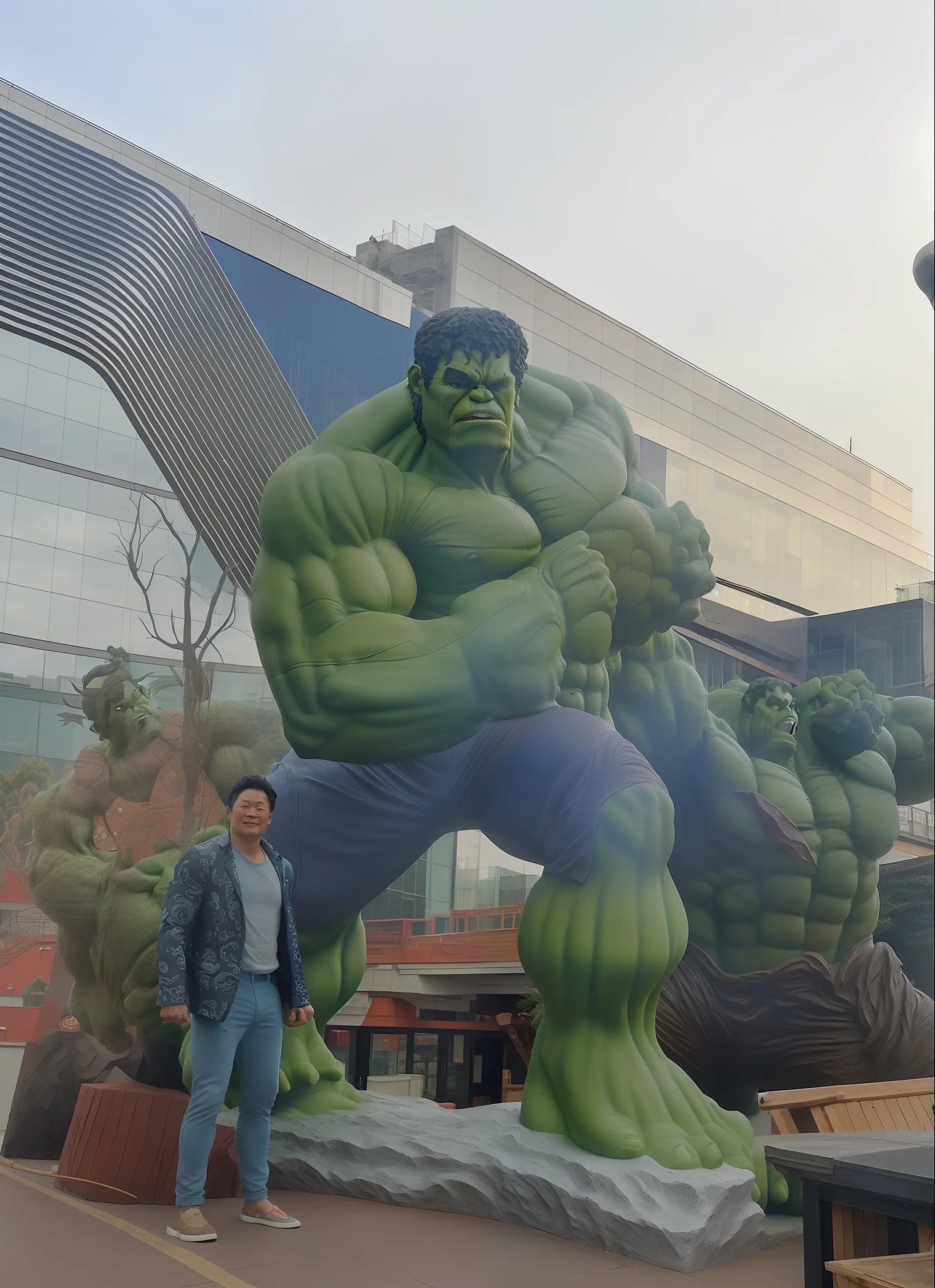 (Giant sculpture+3d statue!!!:1.4) Hulk costume,(musculous+burly build:1.3)of men, Headwear(The incredible Hulk+Hulk:1.2)shelmet。(Sun Wukong plays the Hulk+Tom Holland饰演The Hulk:1.3),Shot with Sony Alpha9,In one piece(The sound of bulky breathing+giant clay statue+Powerful green+Exceptionally realistic muscle texture+Features sea views+urban backdrop)scene,One(The Hulk+Statue of Arakhi:1.4)Amazing!
