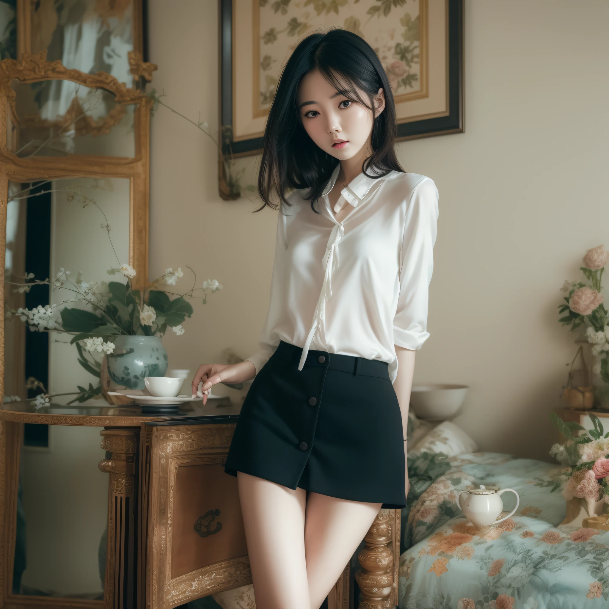 (ChineseGirl),Fashionab,In the apartment,Editor-in-Chief of the magazine,年轻,((fully body photo))