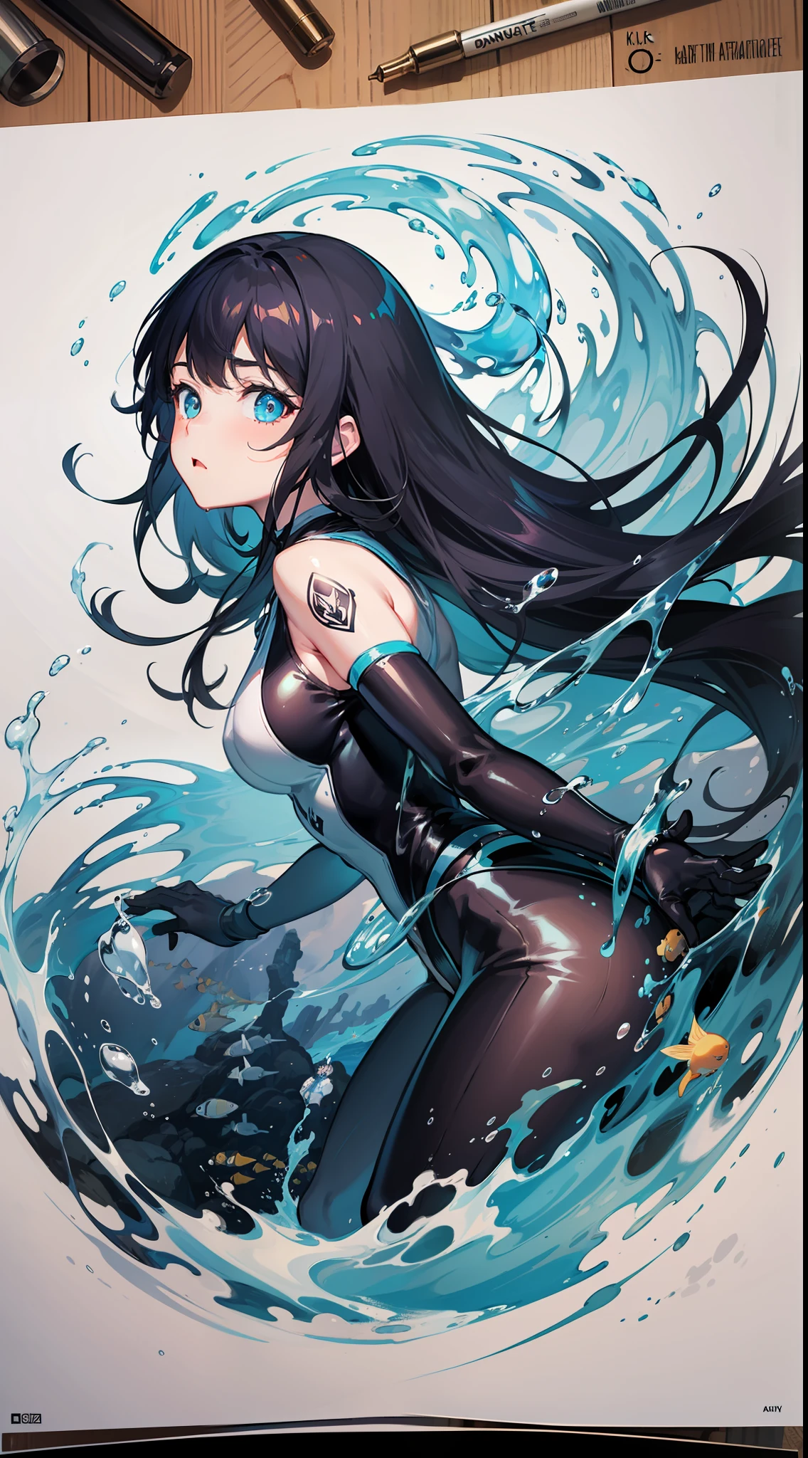 Faraway view,Underwater remains,Marine elements are abundant,offcial art,Unity8k wallpapers,ultra - detailed,Beauty and aesthetics,tmasterpiece,Best quality at best,(zentangle,datura,Tangles,Tangles),(s fractal art:1.3),1girll,(wet suit)),(At the bottom of the sea),abyssal,Look into the distance,Raised sexy,,Bring diving gear,surrounded with fishes,Best shadow,extremely detaile,Dynamic angles,cowboy lens,The most beautiful form of chaos,ellegance,Fauvistdesign,Vivid colors,romanticism lain,author:James Jean,Robbie Devi Antono,ross tran,Francis Bacon,Michael Mraz,Adrian Ghenny,Petra Kotricht,Gerhard Richter、Takato Yamamoto、Ashley Wood、atmospurate、ecstasy of musical notes、Visible streaming notes