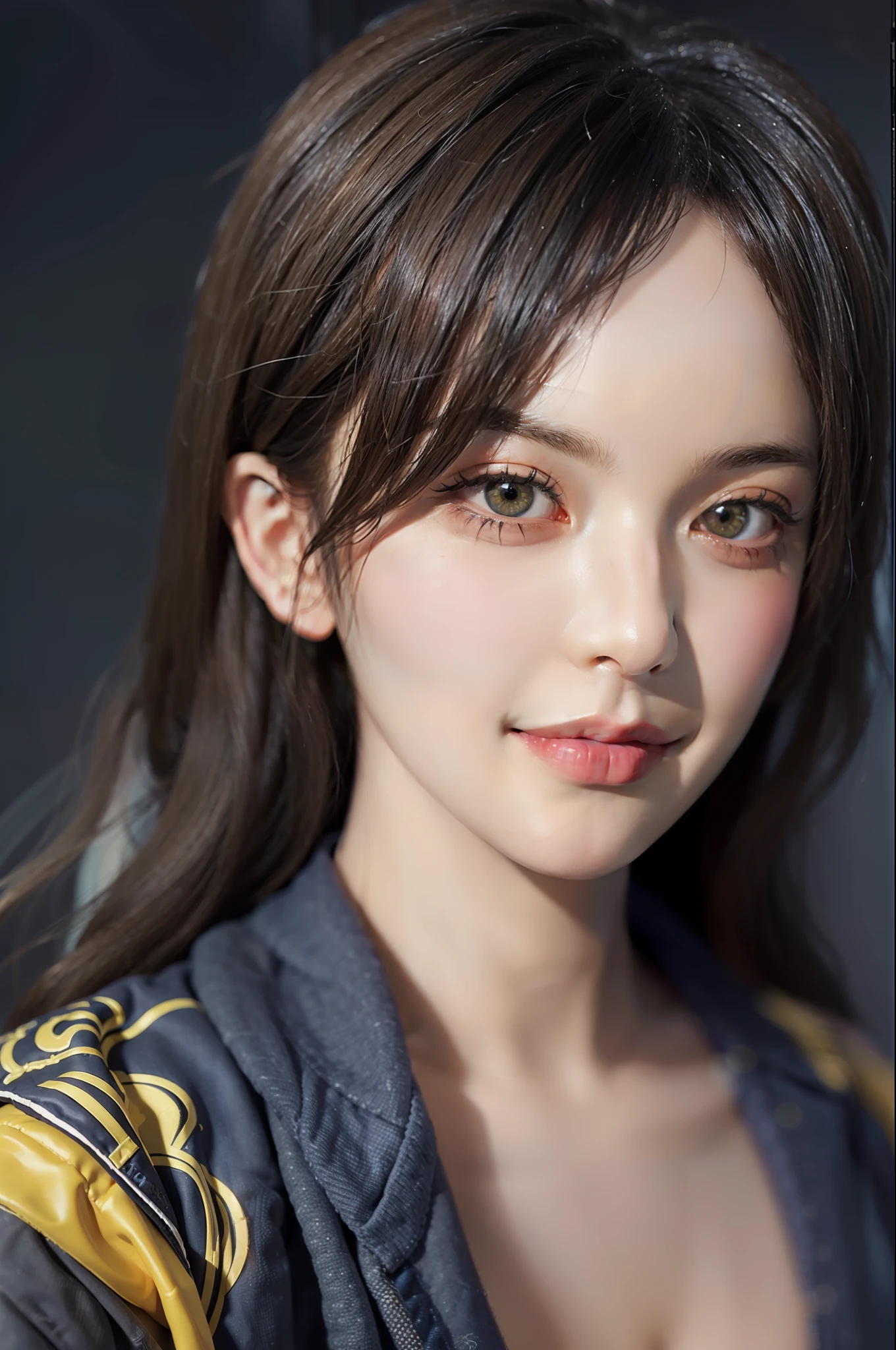 Hyperrealist portrait of female by david hockney and alphonse mucha,fantasy art, photo realistic, dynamic lighting, artstation, poster, volumetric lighting, very detailed faces, 4 k, award winning,, 1girl, in the dark, deep shadow, low key,cowboy shot,(official clothing:1.4) ,long hair,white hair,