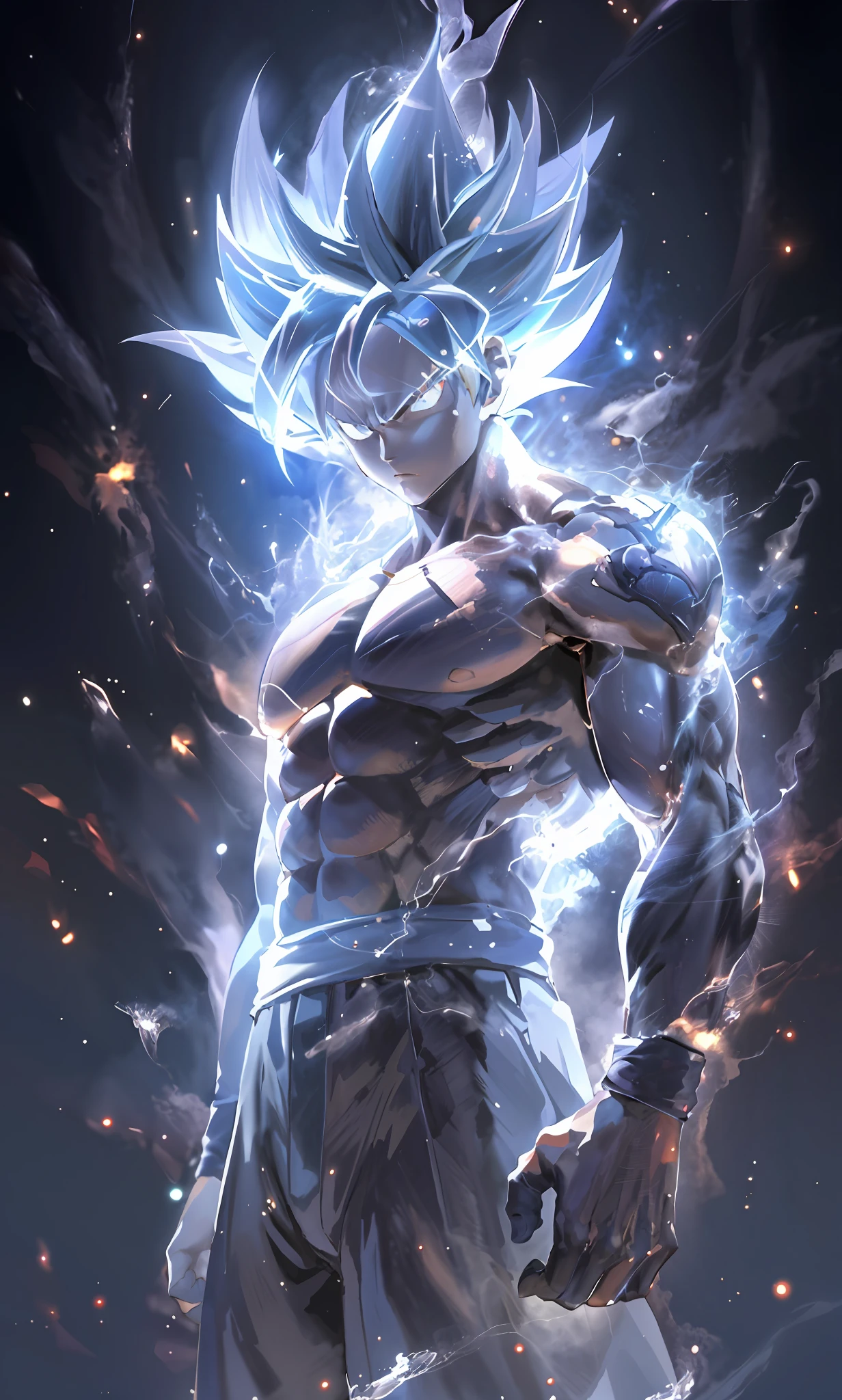 a close up of a person with a very large body and a very big body, ultra instinct, an epic anime of a energy man, 4 k manga wallpaper, super saiyan blue, anime wallaper, 4k anime wallpaper, anime wallpaper 4k, anime wallpaper 4 k, character dragonball, highly detailed portrait of goku, human goku, super saiyan goku