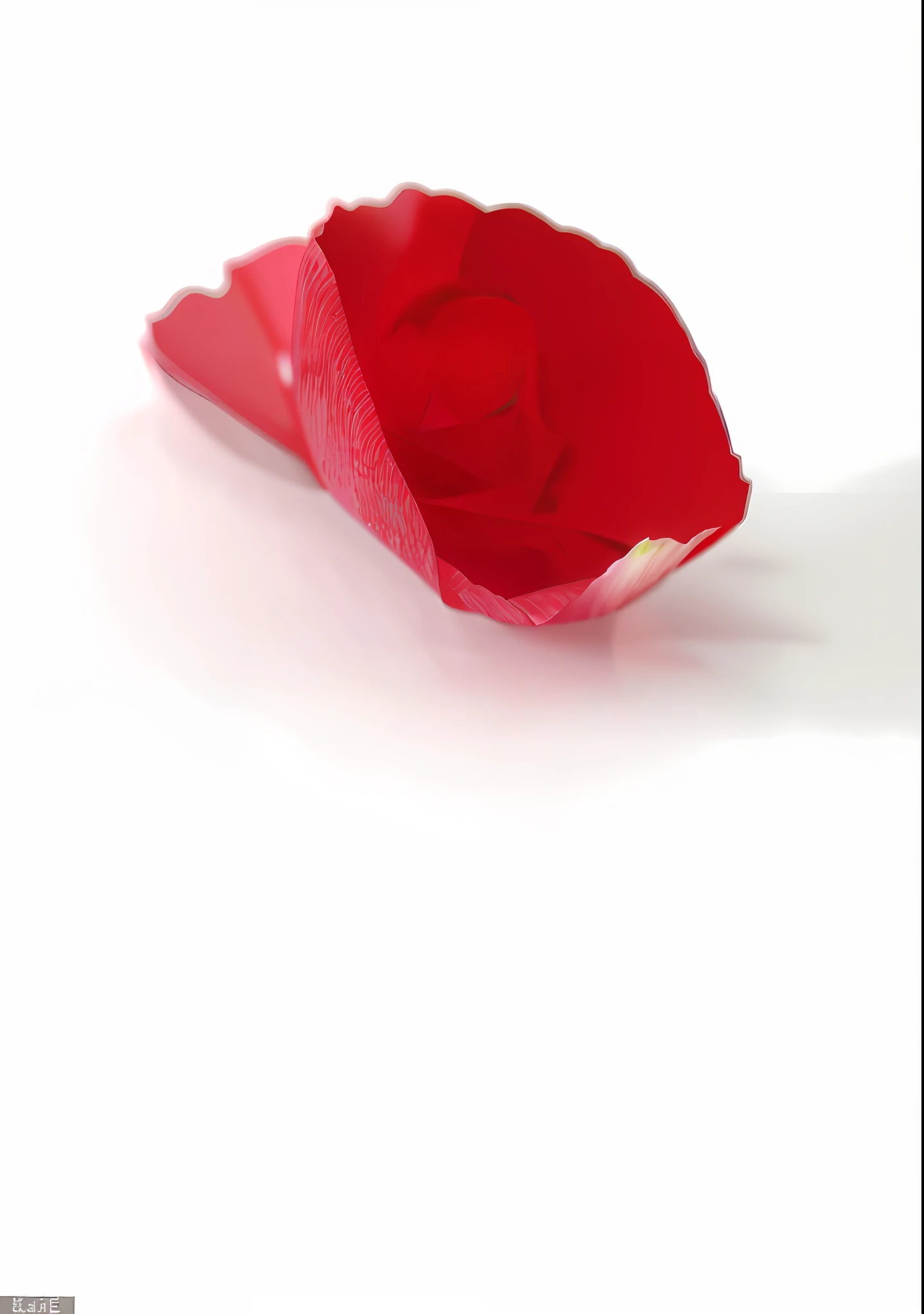 There is a rose on the white surface, White background