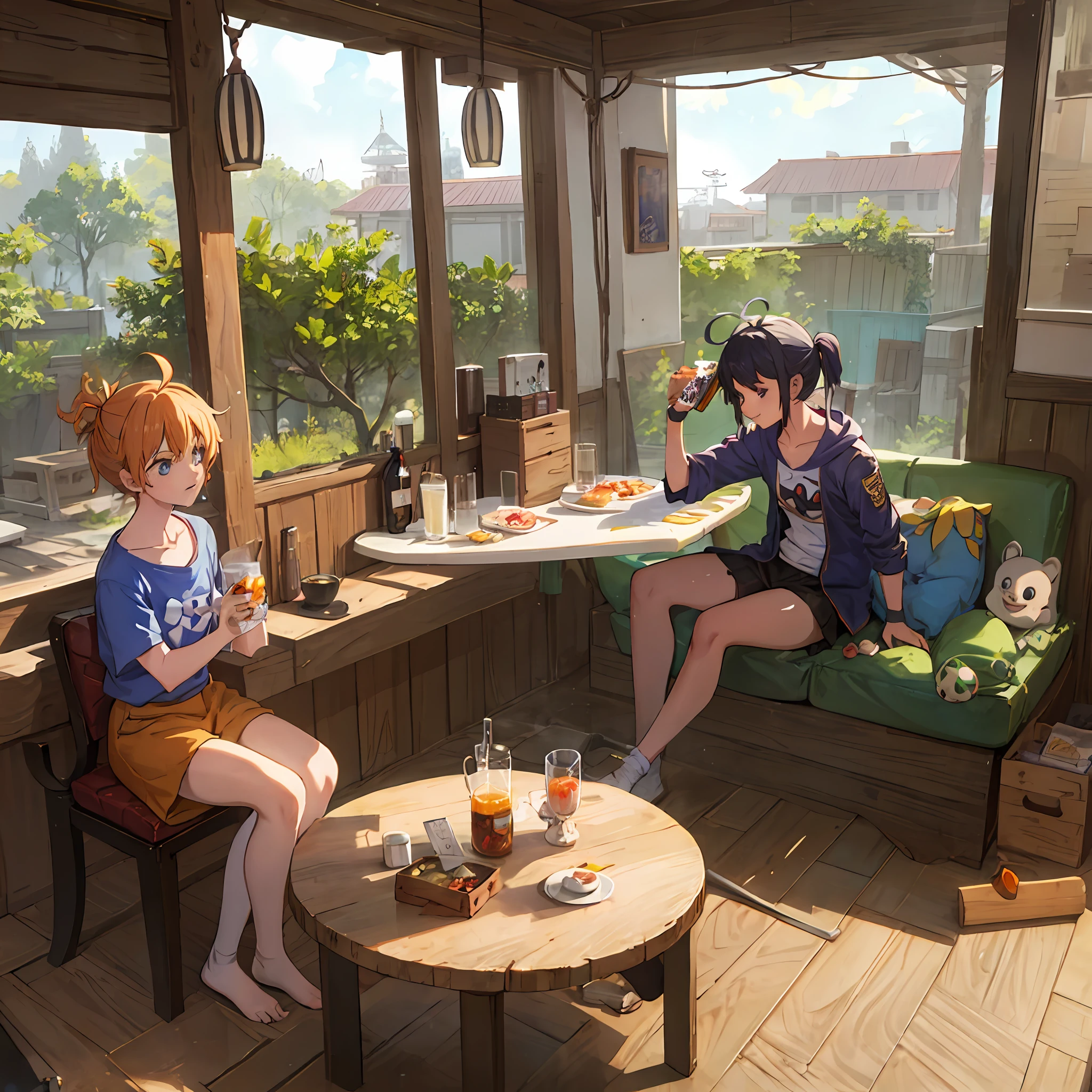 Turtle fairy's cabin,for breakfast,Drinking milk ,Monkey King and Bulma