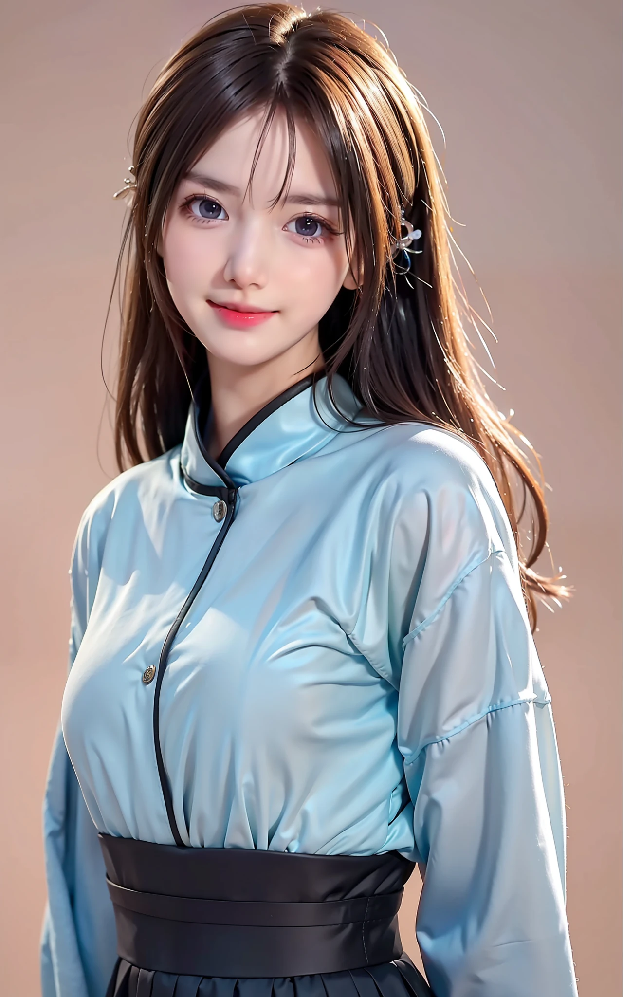 1girl,beautiful vintage color, instagram (photorealistic, high resolution:1.4), ((puffy eyes)), looking at viewer, , full body (8k, RAW photo, best quality, masterpiece:1.2), (realistic, photo-realistic:1.37),(sharp focus:1.2), professional lighting, photon mapping, radiosity, physically-based rendering, (pale skin:1.2),(small breasts:1.2), looking at viewer, (middle hair:1.5), portrait, purple eyes, (sliver hair:1.1),bangs, (simple background:1.4), solo, upper body, realistic,(masterpiece:1.4),(best quality:1.4),(shiny skin),fashi-girl,makeup,smile(skinny,closed mouth,shy :1.3) ,(standing,black Stewardess uniform,Necromancer:1.1),medium bust,sexy pose