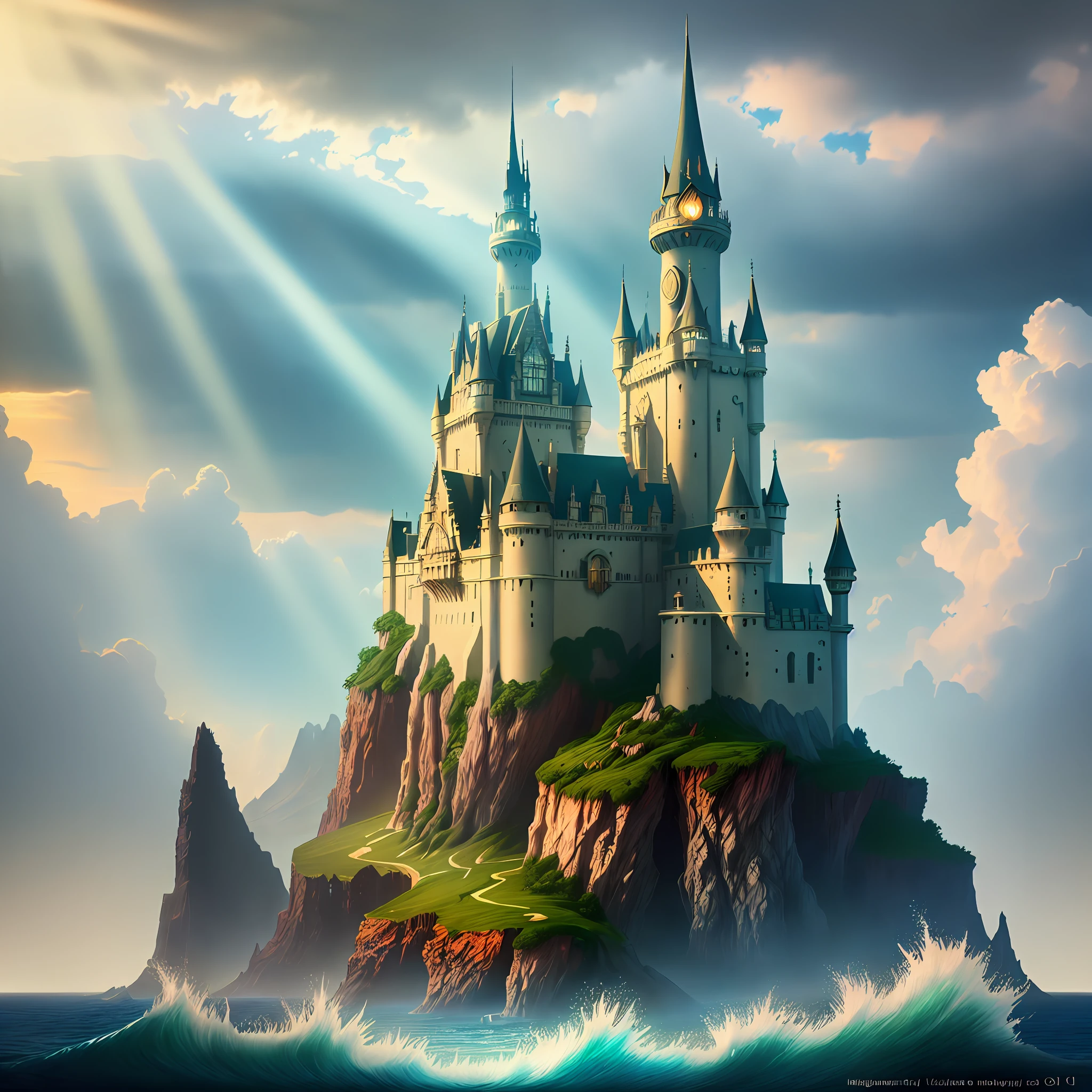 fantasy art, dnd art, [[undersea art]](masterpiece:1.5), highly detailed, best quality, highres, [undersea] castle (1.6 best details, fantasy art, Masterpiece, best quality) [[undersea scene]] full of undersea life (1.5, fantasy art, Masterpiece, best quality), an undersea setting background, fantasy sea, underwater light, [[natural sea life elements]], dawn light, sun rays, clouds, dynamic atmosphere, soft light, dynamic light, high details, best quality, 8k, [ultra detailed], masterpiece, best quality, (extremely detailed), dynamic angle