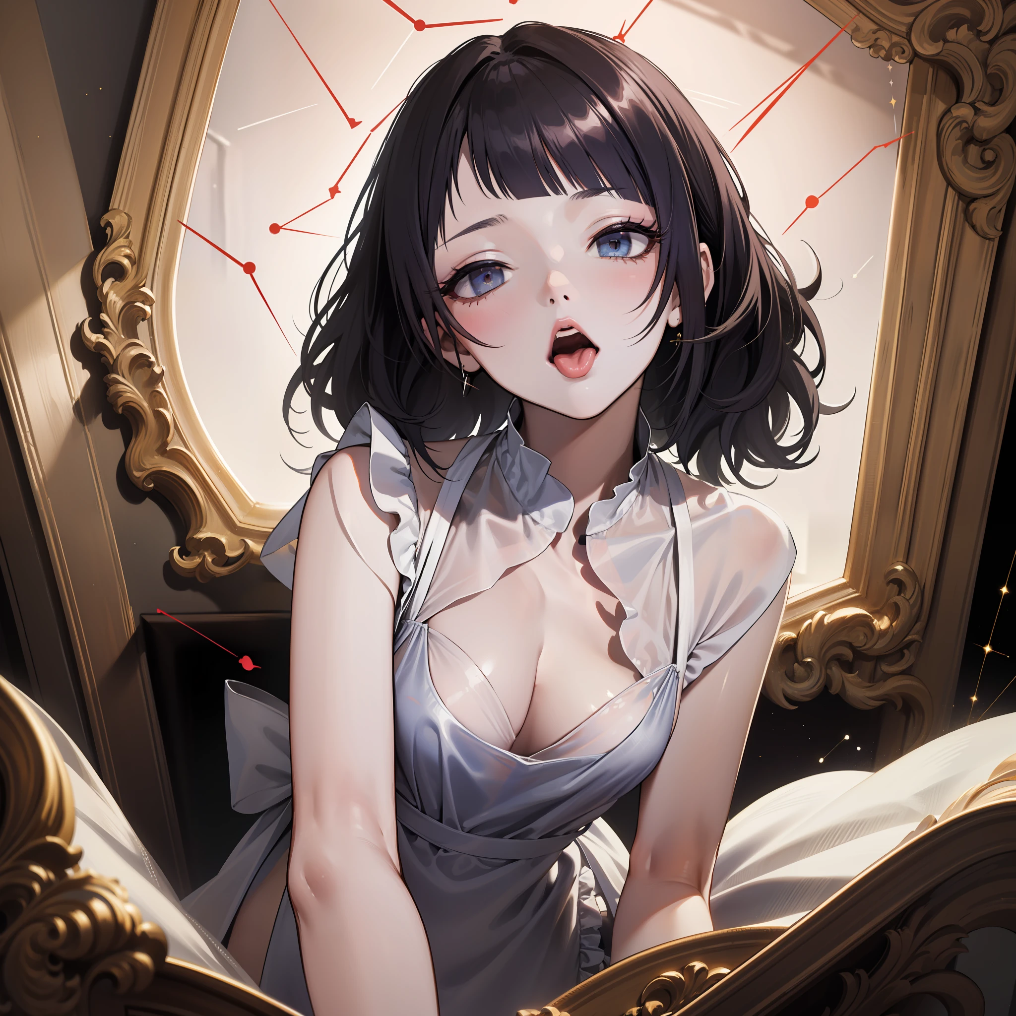 Master masterpiece, top-quality, a park、Dark hair、Multiple girls、slender、looking upwards、(((Naked see-through apron 1.4)))、Brown-skinned、((Constellation No. 1.4)))、Trance、disheveled hair、Super serious face、Lustrous skin、Heavy drool、sticking out the tongue、Eyes closed、perspiring、Not wearing panties、 The nipple is visible、I can see the crack in my、Pubic hair is visible、Local parts are visible、、Brown color、Black skin