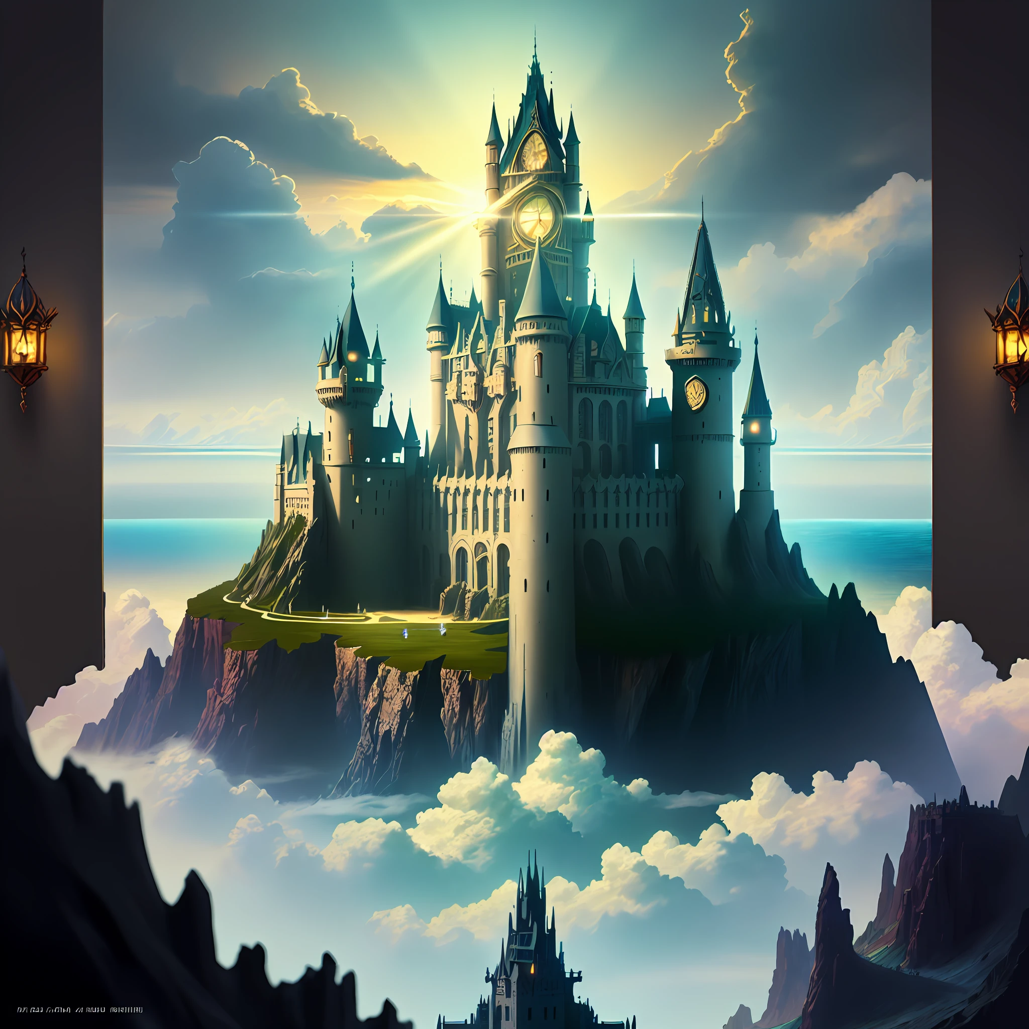 fantasy art, dnd art, (masterpiece:1.5), highly detailed, best quality, highres, undersea castle (1.6 best details, fantasy art, Masterpiece, best quality) [[undersea scene]] full of undersea life (1.5, fantasy art, Masterpiece, best quality), an undersea setting background, fantasy sea, underwater light, [[natural sea life elements]], dawn light, sun rays, clouds, dynamic atmosphere, soft light, dynamic light, high details, best quality, 8k, [ultra detailed], masterpiece, best quality, (extremely detailed), dynamic angle