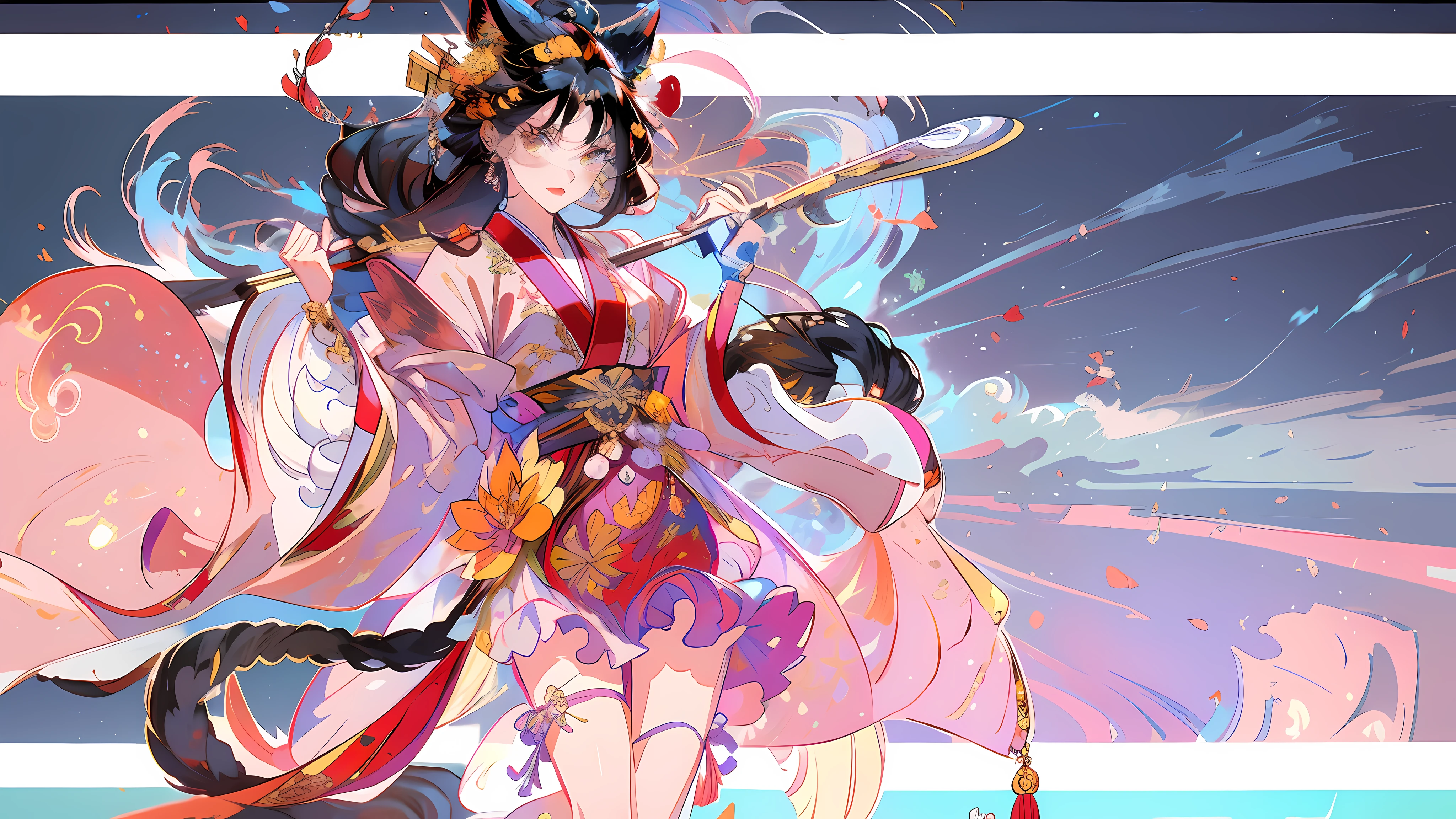 Exquisite facial features,Nice face,best qualtiy,tmasterpiece,ultra - detailed,Maple leaves fall,starlight embellishment,one-girl, Ancient Chinese clothing,National style background,Cat-cat anthropomorphism,bell,brunette color hair,Cat ears,cat paws,a cat tail,butterflys,The barefoot,独奏,hair adornments,sitted,Hanfu,Hanfu,Anklets,leafs,the fruits,jewelry,White background,longer sleeves,simplebackground,food,grapes, full bodyesbian, single hair bun,, hair stick, Wide sleeves, hair-bun, ssmile, intersection, looking at viewert, long whitr hair, Keep your mouth shut, putting hand up, florals, Take the leaves, A piano