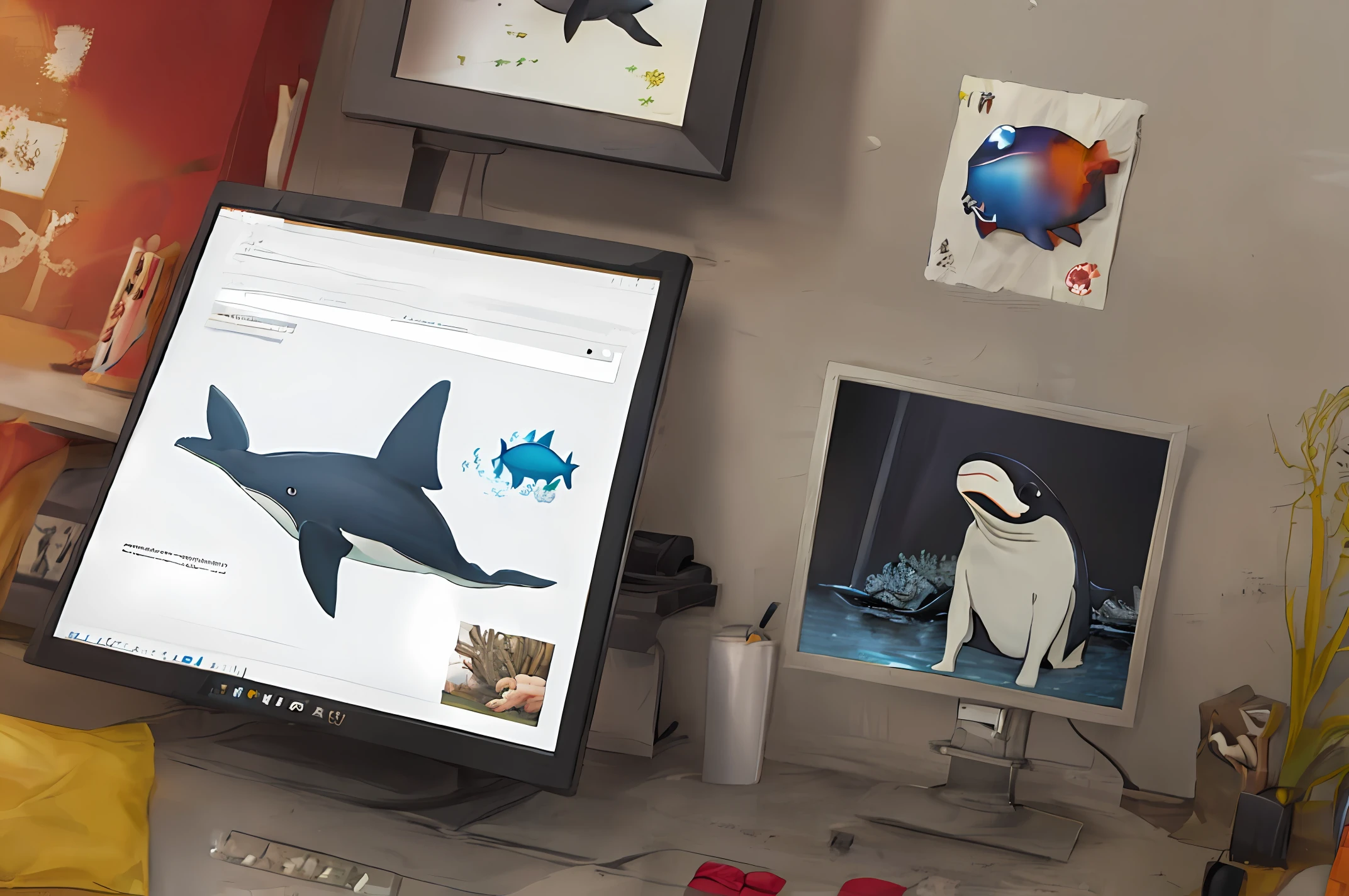 furry,Marine life,shaggy,There is a tail like a killer whale