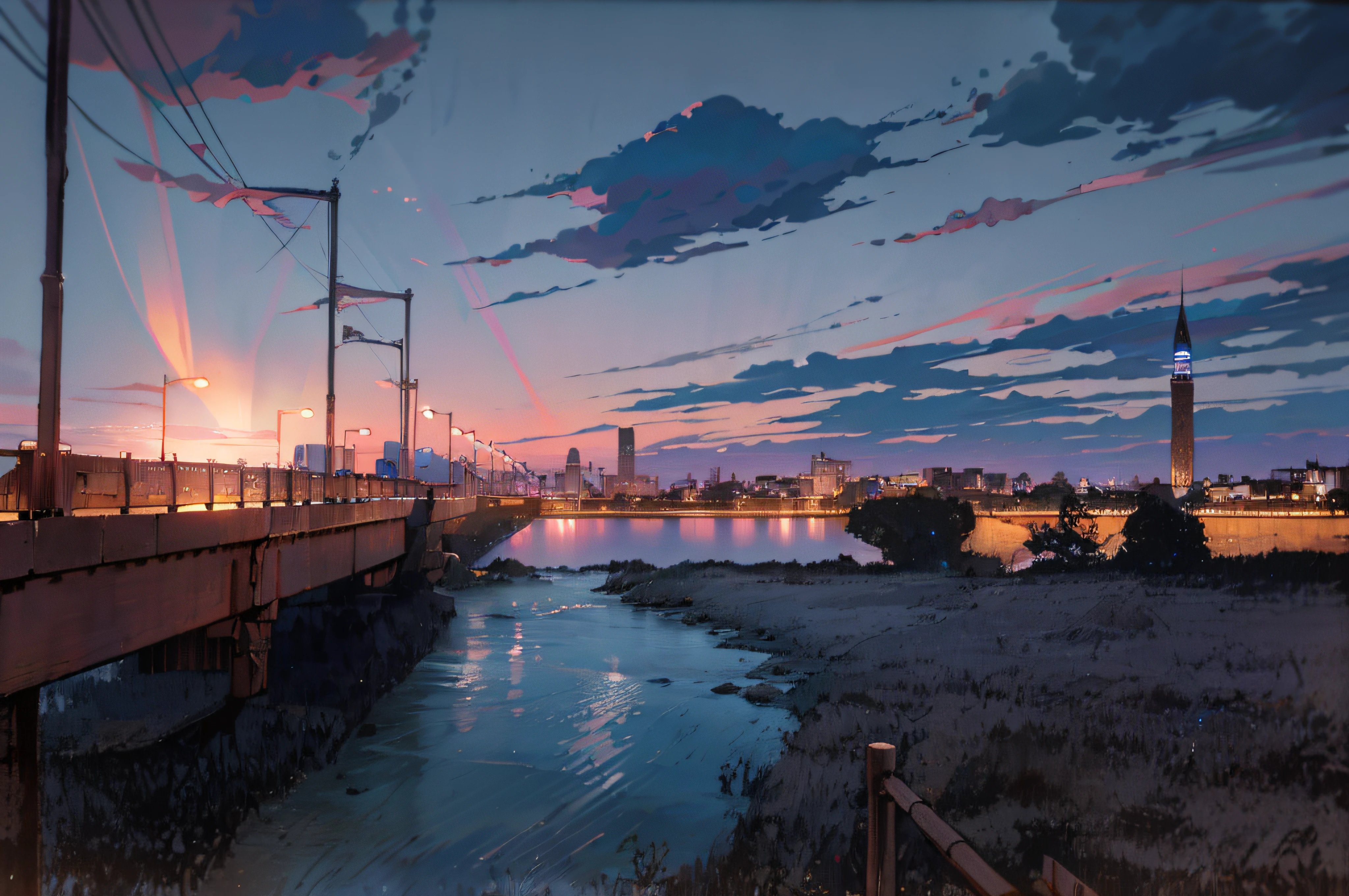 Alafed Bridge over the river with city in the background, Prolonged exposure outside the city, Light in the distance, Photos taken at the Blue Hour, scenic view at night, 2 4 mm iso 8 0 0, taken with sigma 2 0 mm f 1. 4, ISO 1 0 0 Wide View, taken with sony a7r camera