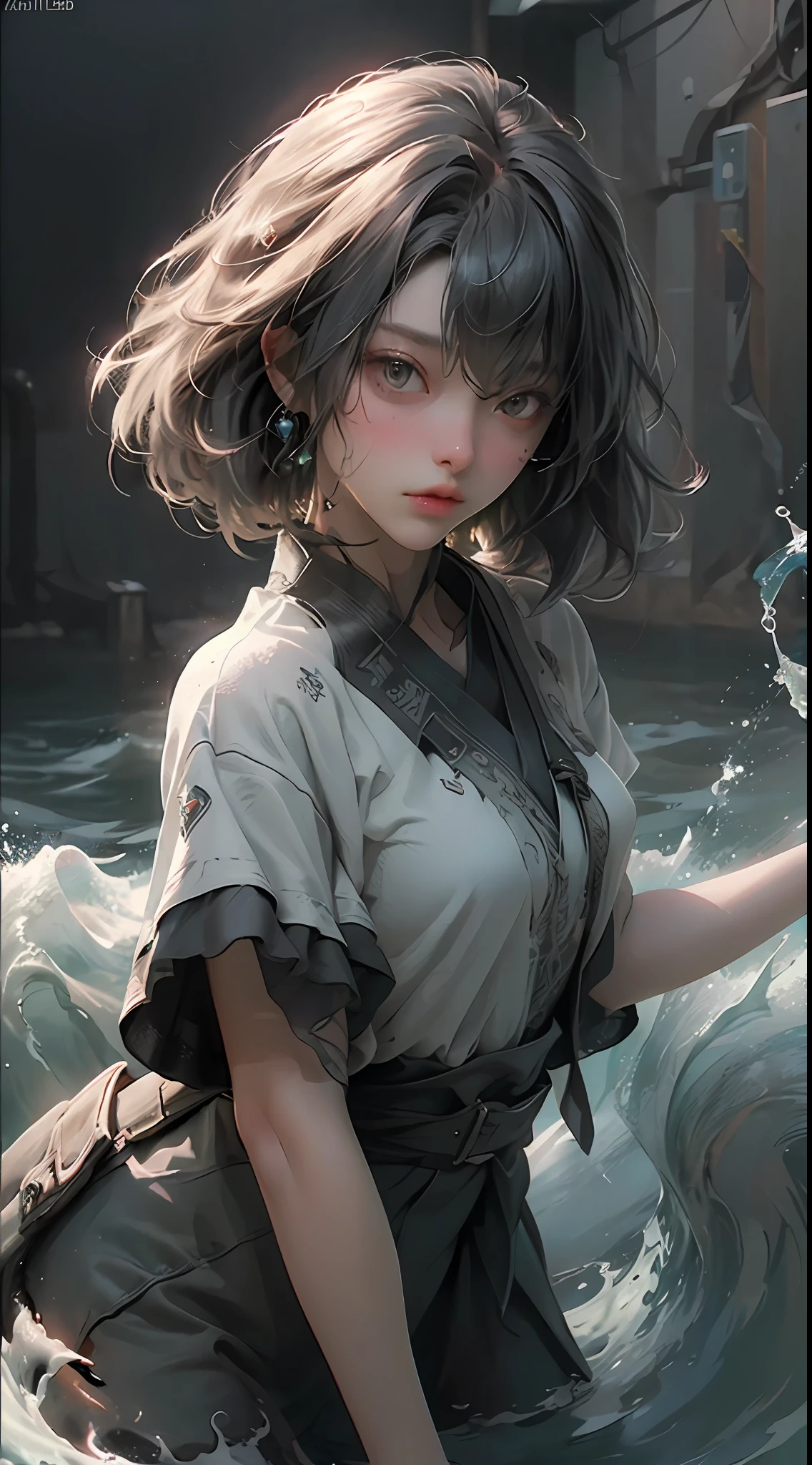 ((Best quality)), ((masterpiece)), (detailed:1.4), 3D, an image of a beautiful cyberpunk female,HDR (High Dynamic Range),Ray Tracing,NVIDIA RTX,Super-Resolution,Unreal 5,Subsurface scattering,PBR Texturing,Post-processing,Anisotropic Filtering,Depth-of-field,Maximum clarity and sharpness,Multi-layered textures,Albedo and Specular maps,Surface shading,Accurate simulation of light-material interaction,Perfect proportions,Octane Render,Two-tone lighting,Wide aperture,Low ISO,White balance,Rule of thirds,8K RAW,Masterpiece, best quality, (8k very detailed CG unit wallpaper) (best quality), (best illustration), (best shading) a golden sea wave, bright orange aol sunset through the wave, golden water drops flying, (:1. 6),