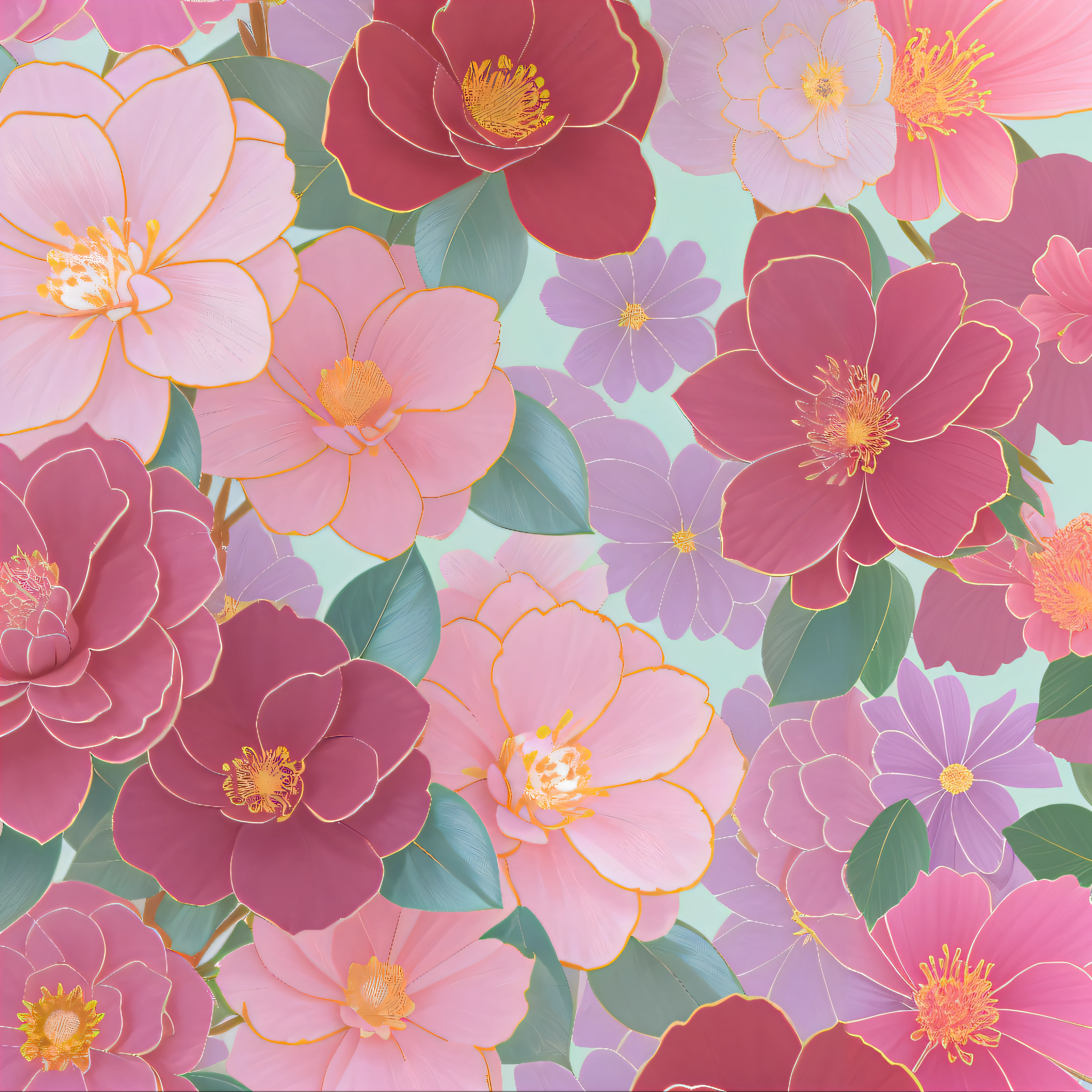 There are many flowers of different colors on a blue background, flowery wallpaper, Flower background, floral wallpaper, large opaque blossoms, pastel flowery background, florest background, detailed flowers, floral renewal, dreamy floral background, florest background, coloured background, ornate flowers, floral motives, floral flowers colorful, floral patterns, colored flowers, flowers and blossoms, floral explosion