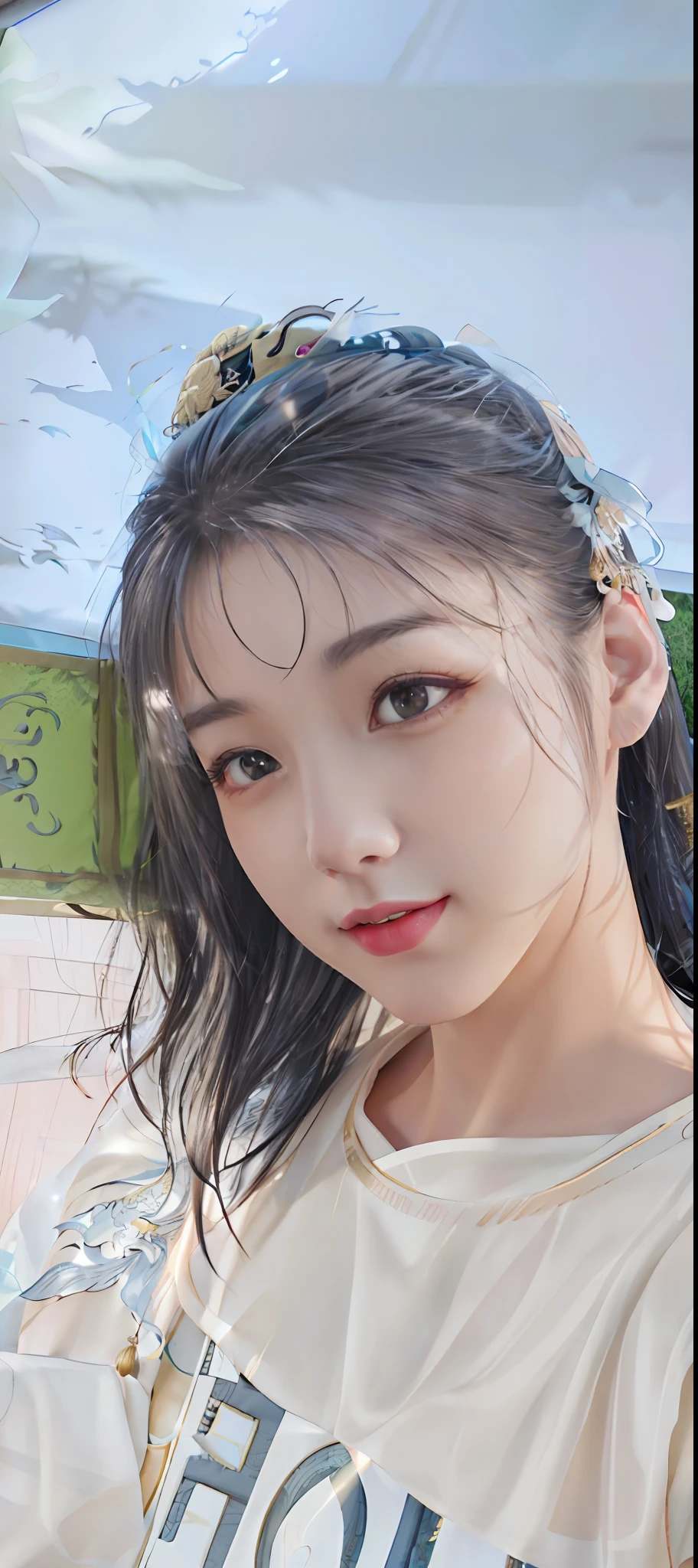 Best quality,masterpiece,high resolution,1 girl,(hanfu:1.2),(gold thread stitching:1.1),White translucent silk dragon robe,(Translucent Silk Dragon Robe:1.3),(Inside the ancient Chinese palace:1.2),(smile:1.1),lips,dress,(hair accessories:1.2),(Ancient Chinese dragon chair:1.3),necklace,(jewelry:1.1),long hair,Medium chest,earrings,delicate beautiful eyes,delicate eyelashes,beautiful face,upon_body,tyndall effect,(realistic:1.2),edge lighting,two-tone lighting,(high detail skin:1.2),8K UHD,DSLR camera,soft light,high quality,volumetric light,snapshot,(photo:1.1),high resolution,supreme,high resolution,detailed eyelashes,beautiful face,body,tyndall effect,two-tone lighting,(high detail skin:1.2),8k ultra high definition,soft light,high quality,volumetric lighting,candid shooting,(low angle shot:1.1),