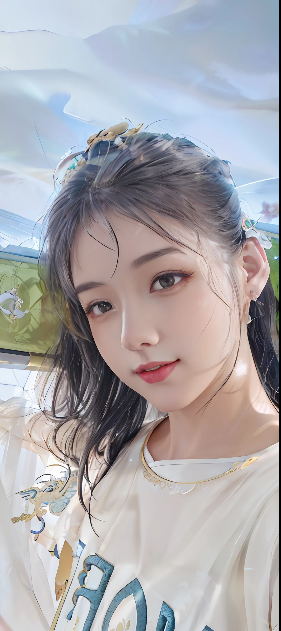 Best quality,masterpiece,high resolution,1 girl,(hanfu:1.2),(gold thread stitching:1.1),White translucent silk dragon robe,(Translucent Silk Dragon Robe:1.3),(Inside the ancient Chinese palace:1.2),(smile:1.1),lips,dress,(hair accessories:1.2),(Ancient Chinese dragon chair:1.3),necklace,(jewelry:1.1),long hair,Medium chest,earrings,delicate beautiful eyes,delicate eyelashes,beautiful face,upon_body,tyndall effect,(realistic:1.2),edge lighting,two-tone lighting,(high detail skin:1.2),8K UHD,DSLR camera,soft light,high quality,volumetric light,snapshot,(photo:1.1),high resolution,supreme,high resolution,detailed eyelashes,beautiful face,body,tyndall effect,two-tone lighting,(high detail skin:1.2),8k ultra high definition,soft light,high quality,volumetric lighting,candid shooting,(low angle shot:1.1),