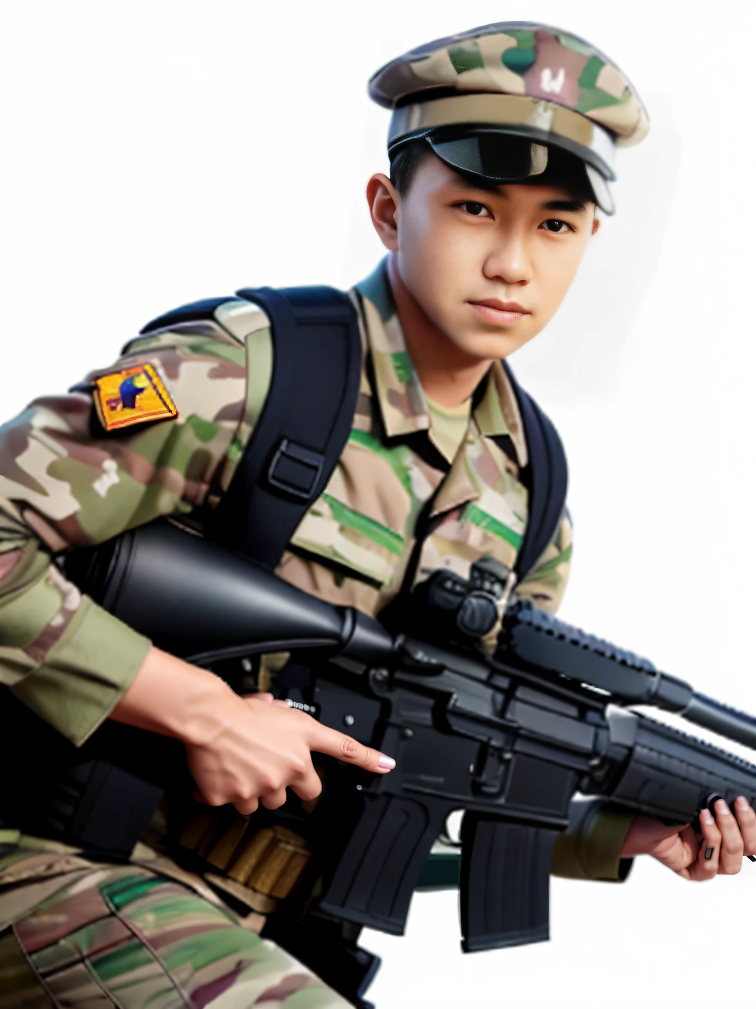 Arafard soldiers in camouflage uniforms holding rifles,with headphones on, with rifle, kim jung gi style, inspired by Kim Hwan-gi, yanjun cheng, kim jung gi, inspired by Oka Yasutomo, inspired by Yasutomo Oka, kim jung gi, Elon Musk(Elon Musk)Play as a soldier, xiaofan zhang, jung gi kim, Chen Zezhou