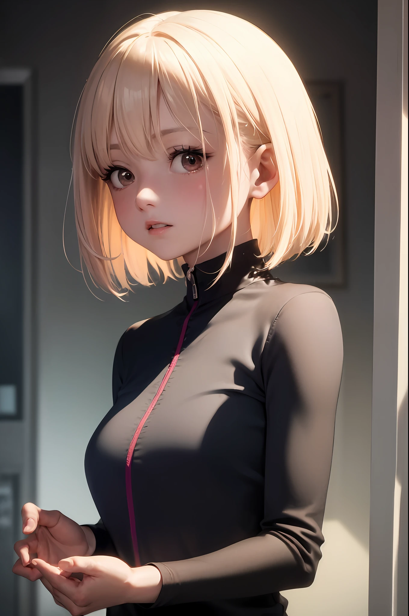 masterpiece, exquisite, 1girl, upper body, gray hair, crisp eyes, shirt,