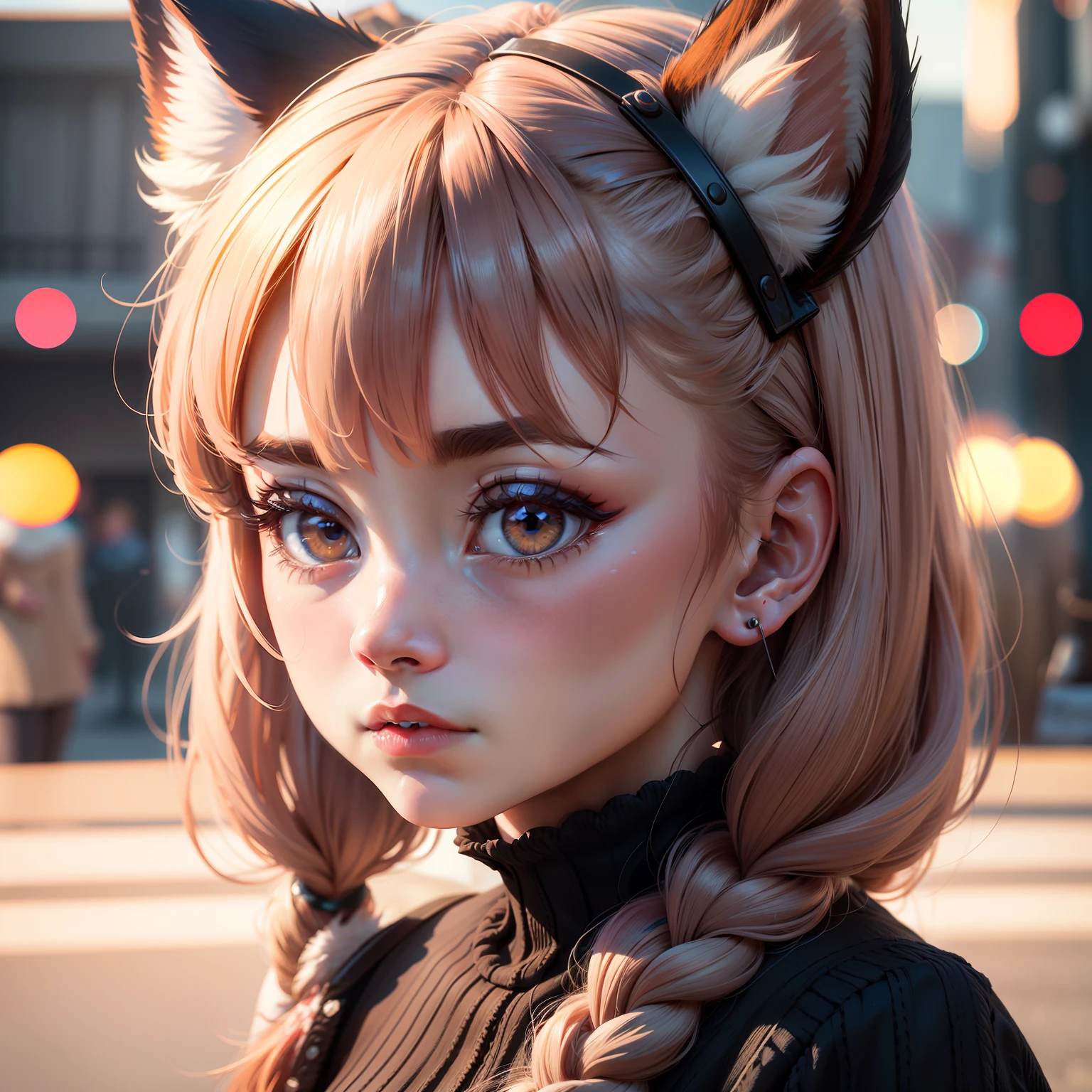 hair bobbles, solid circle eyes, fake animal ears, ear blush, Surrealism, drop shadow, stereogram, tachi-e, pov, atmospheric perspective, 8k, ccurate, best quality --auto