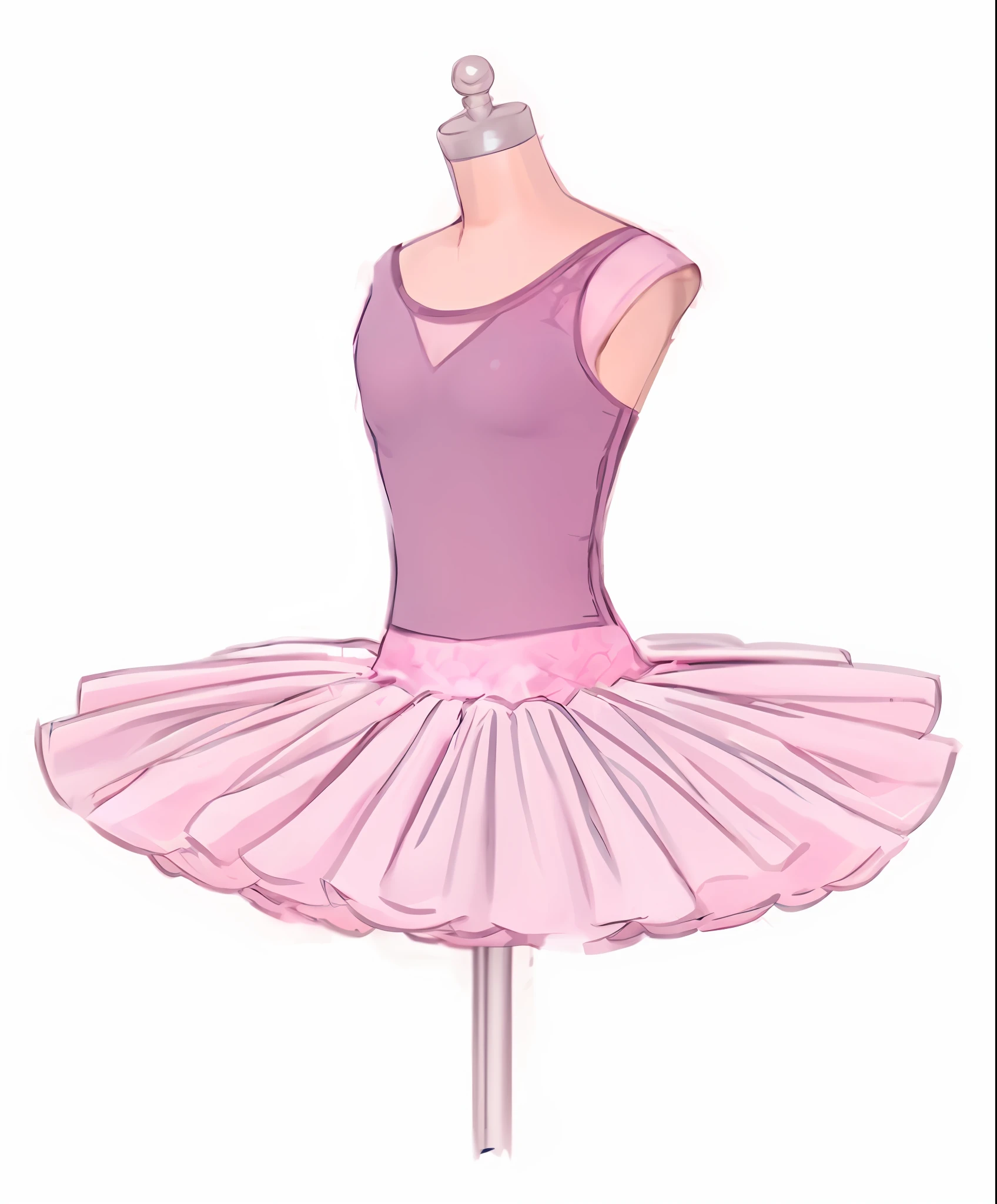 Illustration of pink dress on mannequin on white background, tutu, Pink tutu, wearing a pink romantic tutu, Wearing a pink tutu, Ballerina, pink romantic tutu, wearing a tutu, wearing pink romantic tutu, ballet style pose, Tense posture, tightsuit, dressed as a ballerina, costume desig, Ballet, prima ballerina,hyper HD,extreme hight detail