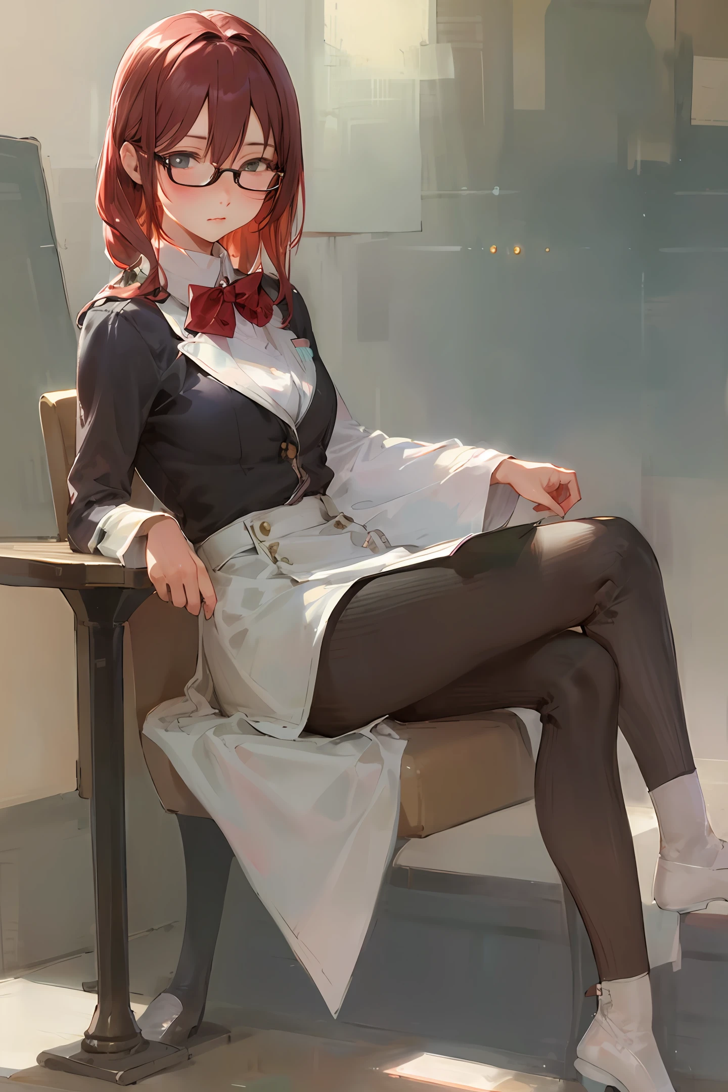 animemanga girl，Nurse's uniform，White panty hose，white Heels