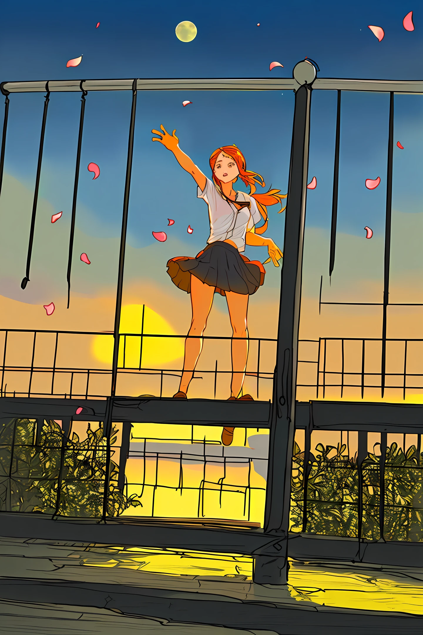 (capolavori, better quality: 120), illustrazioni, assurdo, ad alta risoluzione, molto dettagliate, 1 ragazza minuta, i capelli corti, bianca conigli orecchie, occhi rossi, eyes the apex, abiti, breve rigonfio maniche, orlo, outdoors, fiori, Petal purpose, parte superiore del corpo, la luna: 120), notti JingShen, : 0,8),