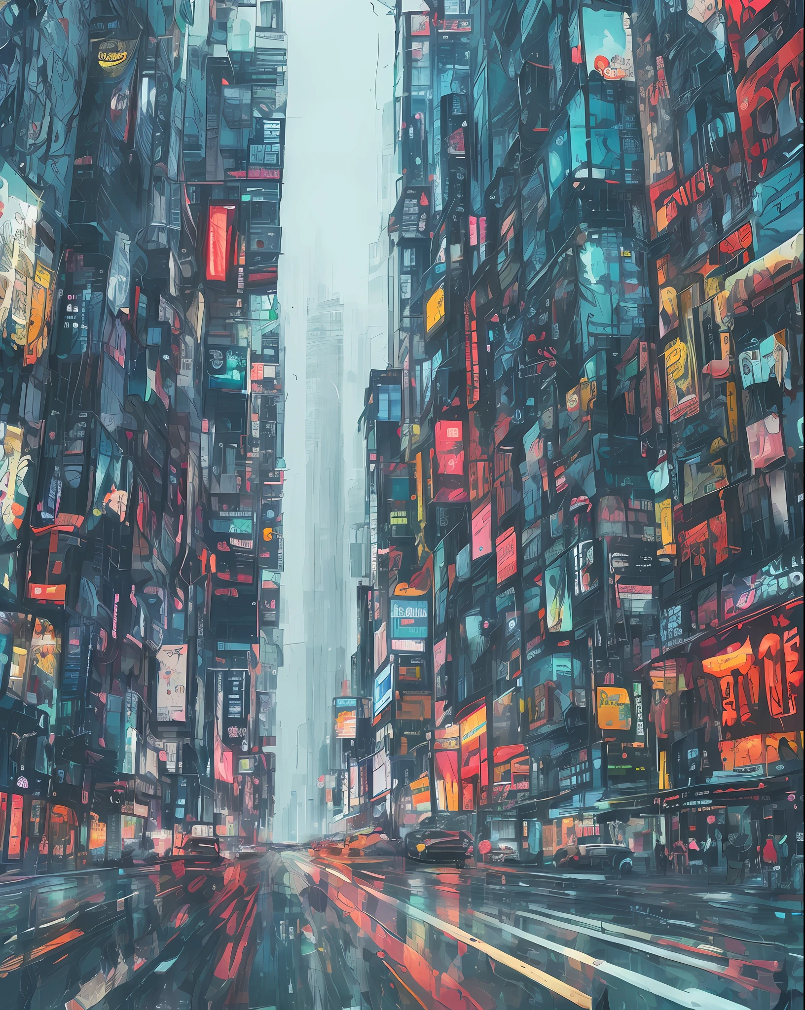 Cyberpunk urban illustration