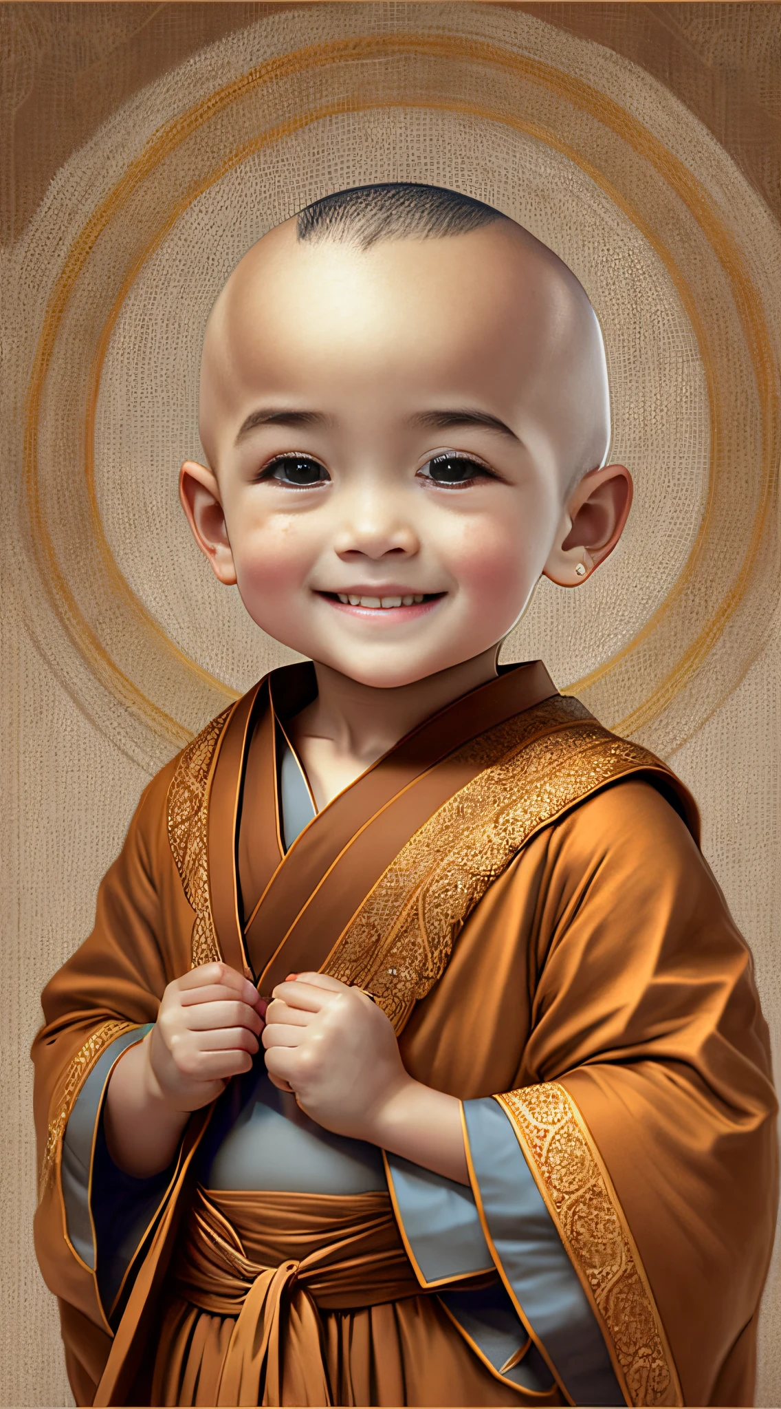 Alphad image of a smiling  in a robe, lovely digital painting, yanjun cheng, wojtek fus, portrait of monk, Ross Tran 8 K, childrens art in artstation, wlop and ross thran, by Ma Quan, Buddhist, naoto hattori, cgsociety portrait, Gorgeous digital painting, monk clothes, author：John Ragatta