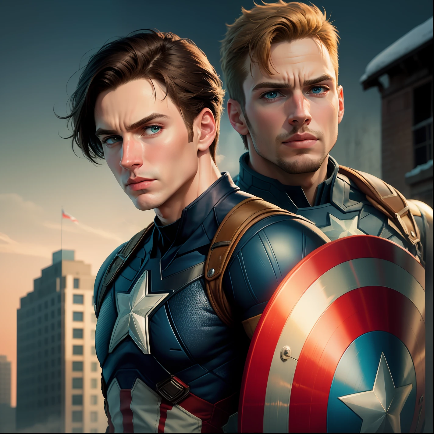 Captain America and winter solder best quality photo change background in avengers