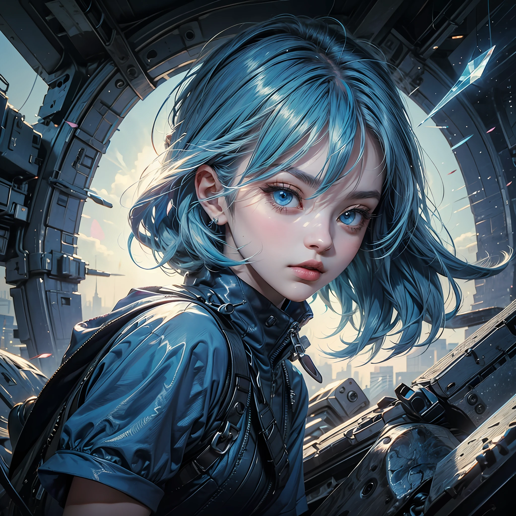 detailed background, masterpiece, best quality, cirno, crystal wings, blue hair, blue eyes, puffy short sleeves