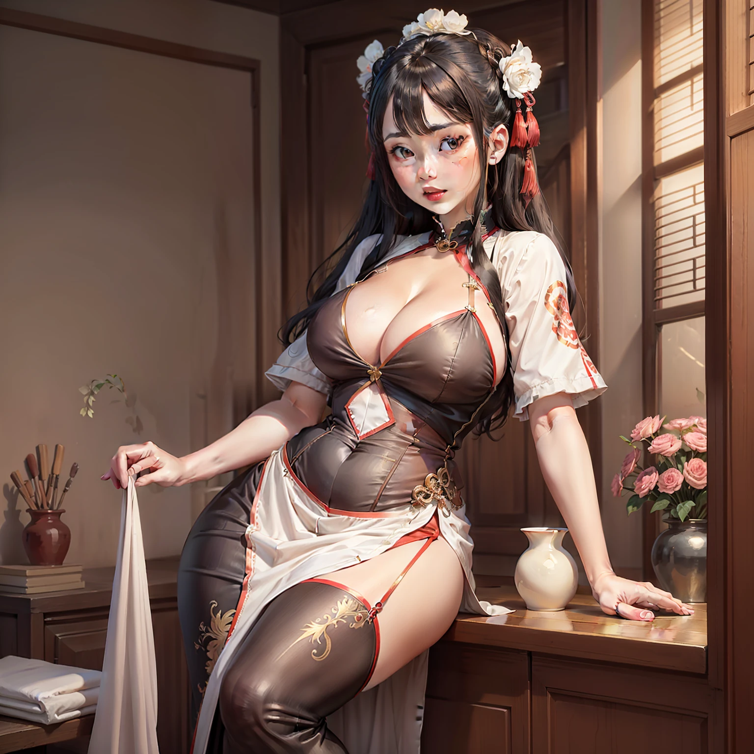 Traditional period costume,stocklings,Hosiery,Stocking hips,huge tit(Traditional period costume, Disguise nudity)