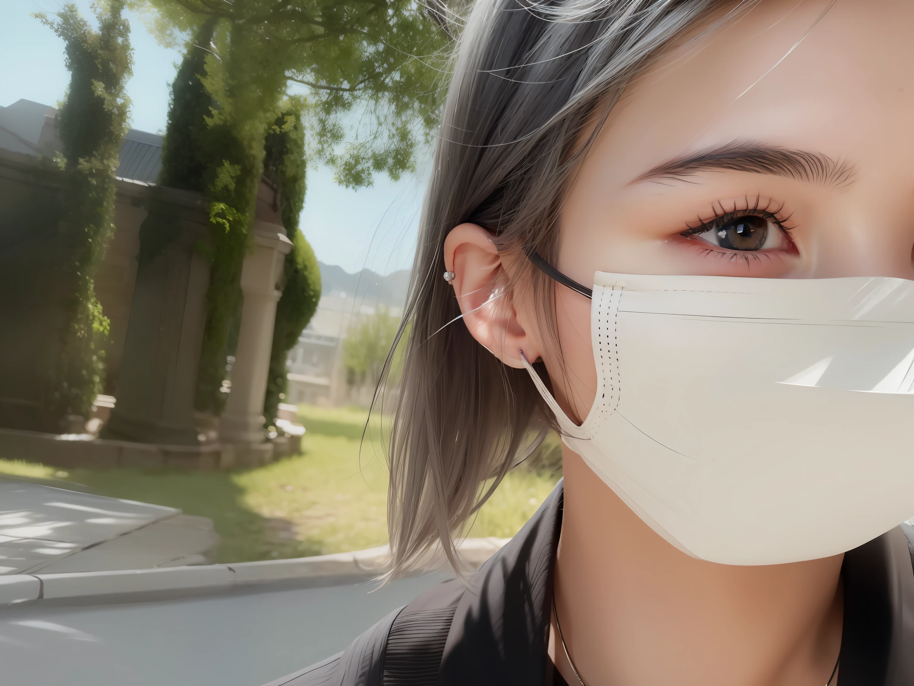 Gray hair，messy  hair，Pupil constriction of the eye，Enchanting smile，ultra-realistic realism，photorealisti，lightand shade contrast，hyper HD。