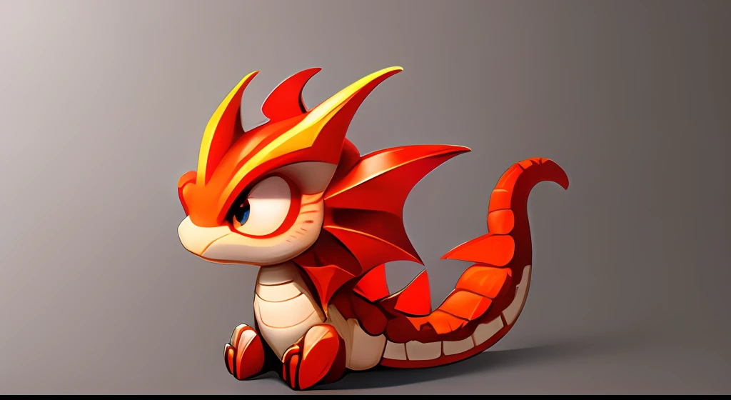 cute red cartoon dragon with long nose big eyes