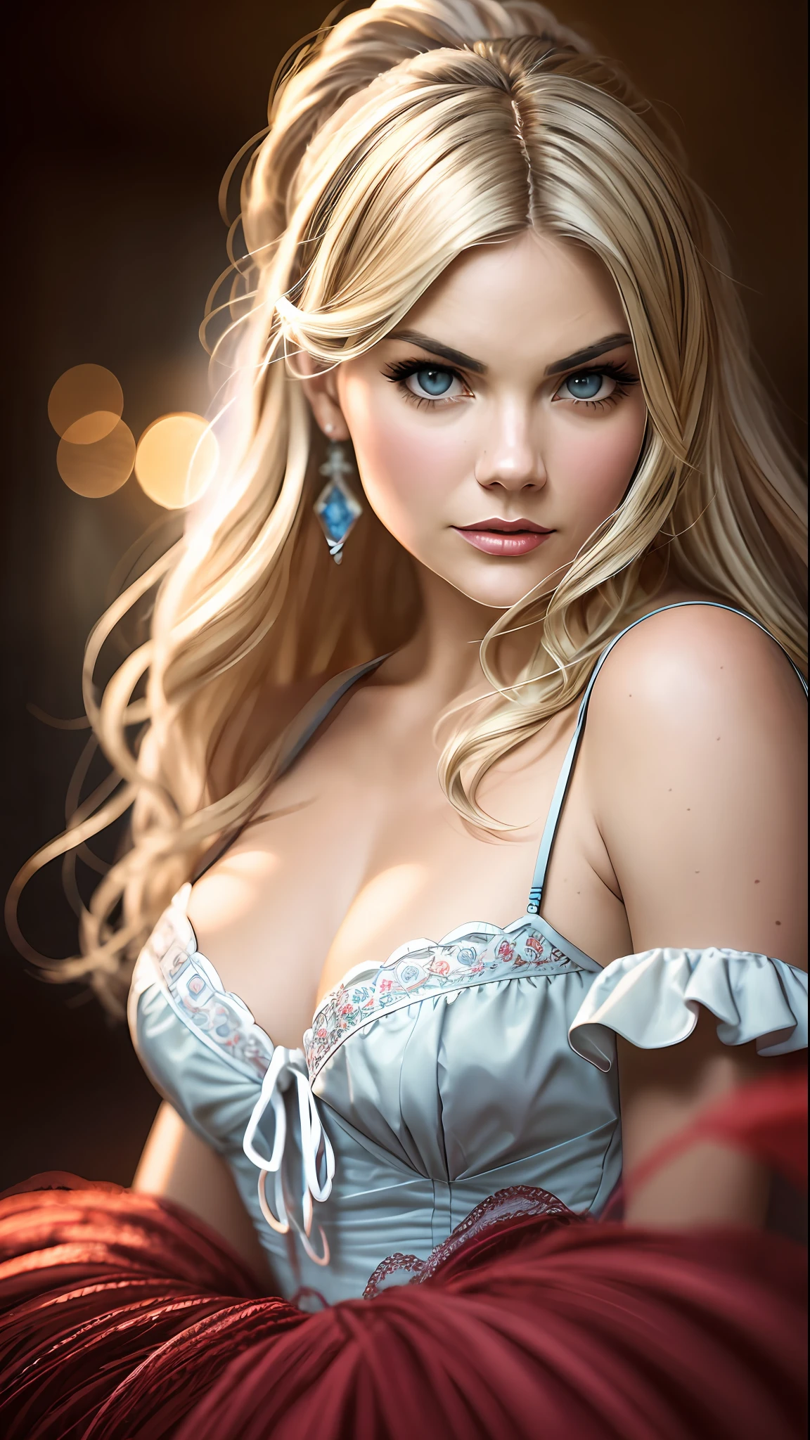 ((realism)), extremely high quality RAW, detailed background, intricate, Photoshoot for Alice in Wonderland, Exquisite details and textures, highly detailed, perfect Photo of 25 years old (Elisha Cuthbert), sultry, Looking behind the camera,  ultra detailed photograph, warm lighting, artstation, 4k, sharp focus, high resolution, detailed skin, detailed eyes, 32K uhd, dslr, cinematographic lighting, high quality, film grain, Fujifilm XT3,