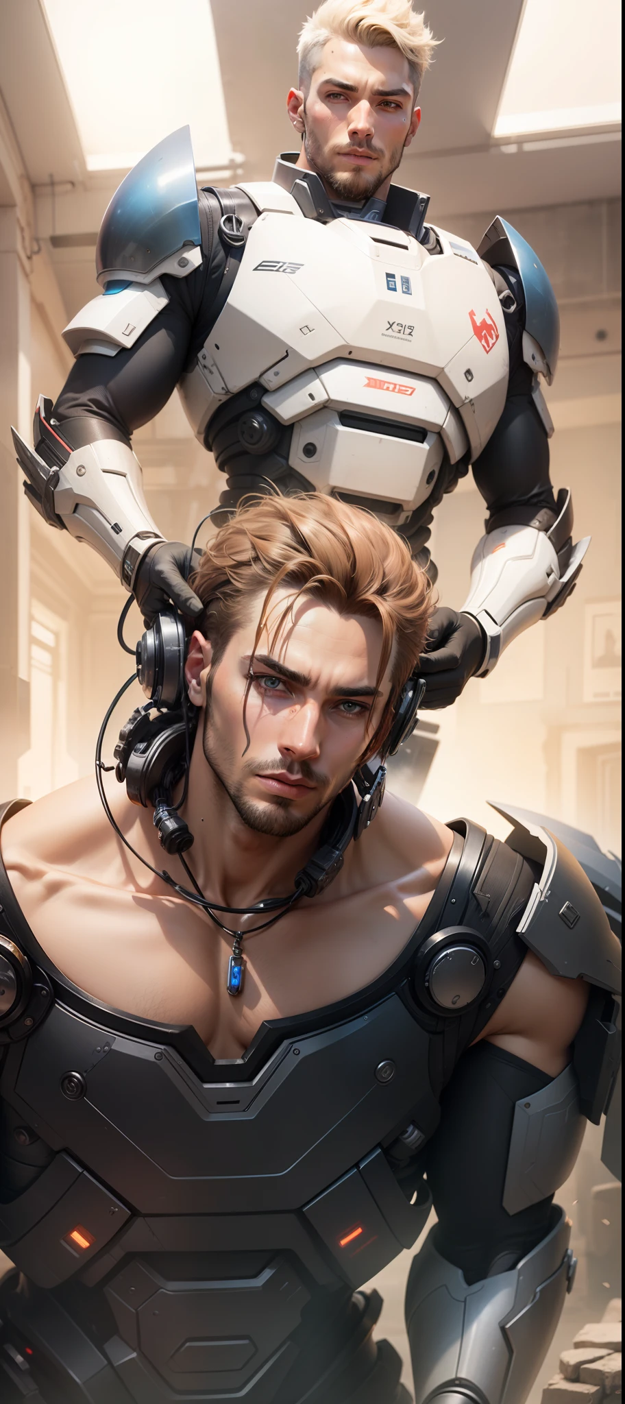 male people，mechs，exoskeleton