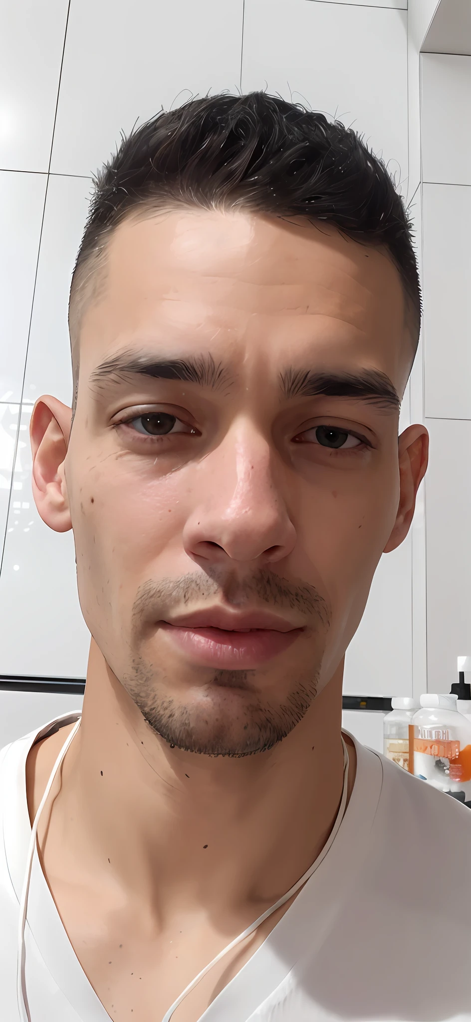 Hyper-realistic close up portrait of a (cyberpunk man), ((male)), (bronze) skin, detailed (one striking blue human eye and one cybernetic glowing eye), rugged, adaptive, (half human face, half cybernetic enhancements seamlessly integrated), (futuristic neon-lit cityscape reflecting in the cybernetic eye), with a detailed enigmatic face, full body, (fashionable and functional cyberpunk attire), regal, elegant, realistic, hyper realistic, highly detailed, depth of field, Detailed and Intricate, Photo, HD, Cinematic, Dynamic Lighting, (bokeh), ((beautiful)), lens flare, (god rays:1.1), (cinema effect), gradient colour progression, cinematic film grain, (subsurface scattering)
,((detailed face and eyes)), (detailed iris:1.3)