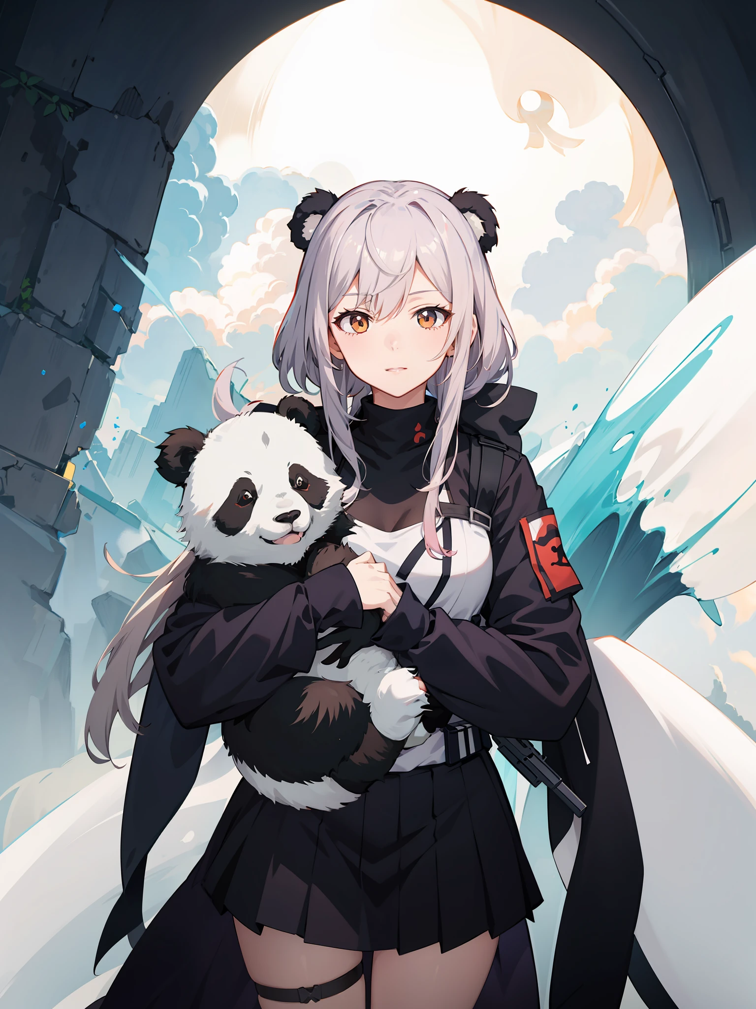 Anime girl holding panda bear in her arms before full moon, Best anime 4k konachan wallpaper, Kantai collection style, from girls frontline, Anime art wallpaper 8 K, Anime art wallpaper 4 K, Anime art wallpaper 4k, From Arknights, panda panda panda, girls frontline style, Anime wallpaper 4K, Anime wallpaper 4 k