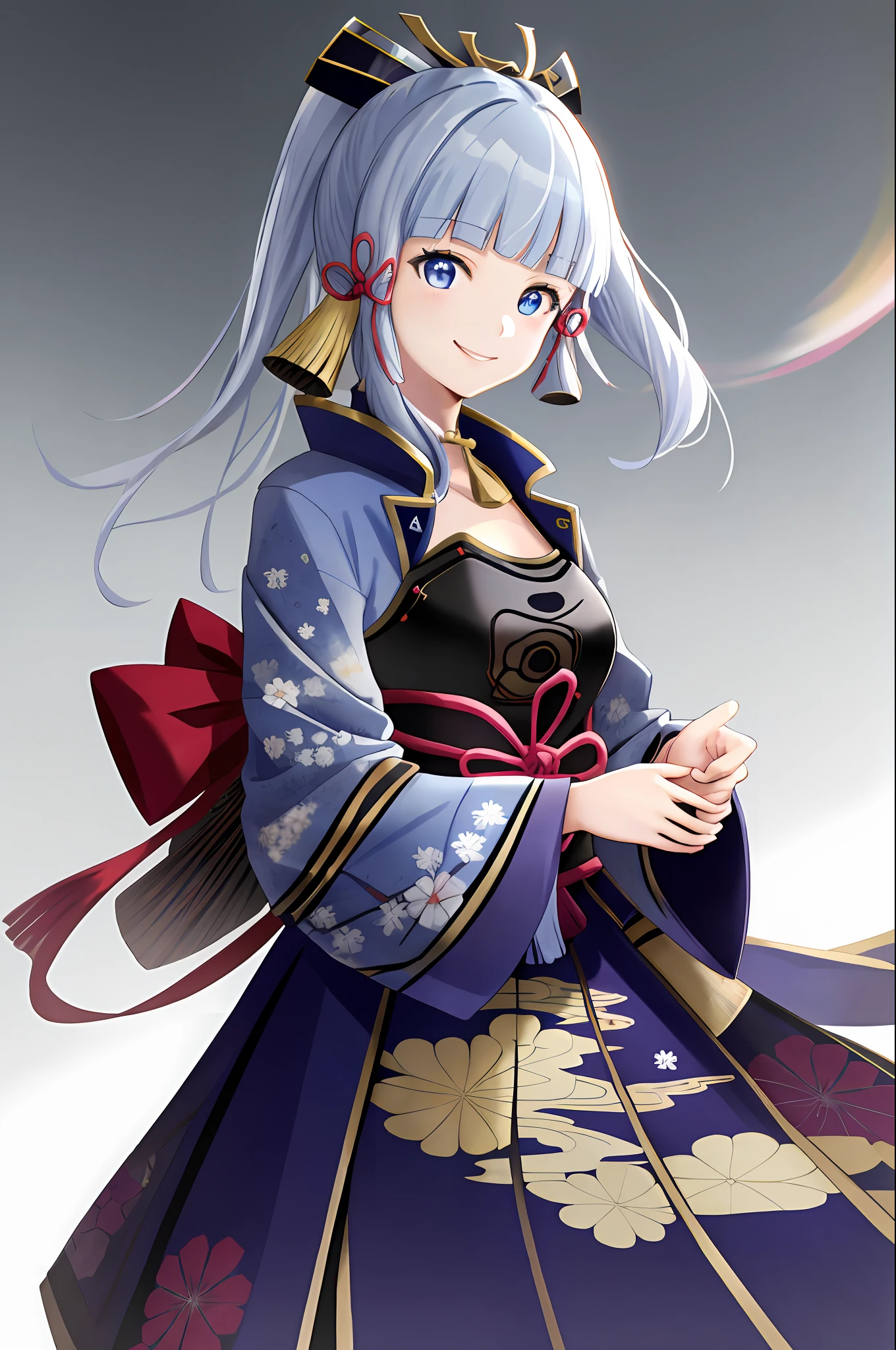 masterpiece, highres, best quality, 1girl solo, kamisato_ayaka, smile, kimono
