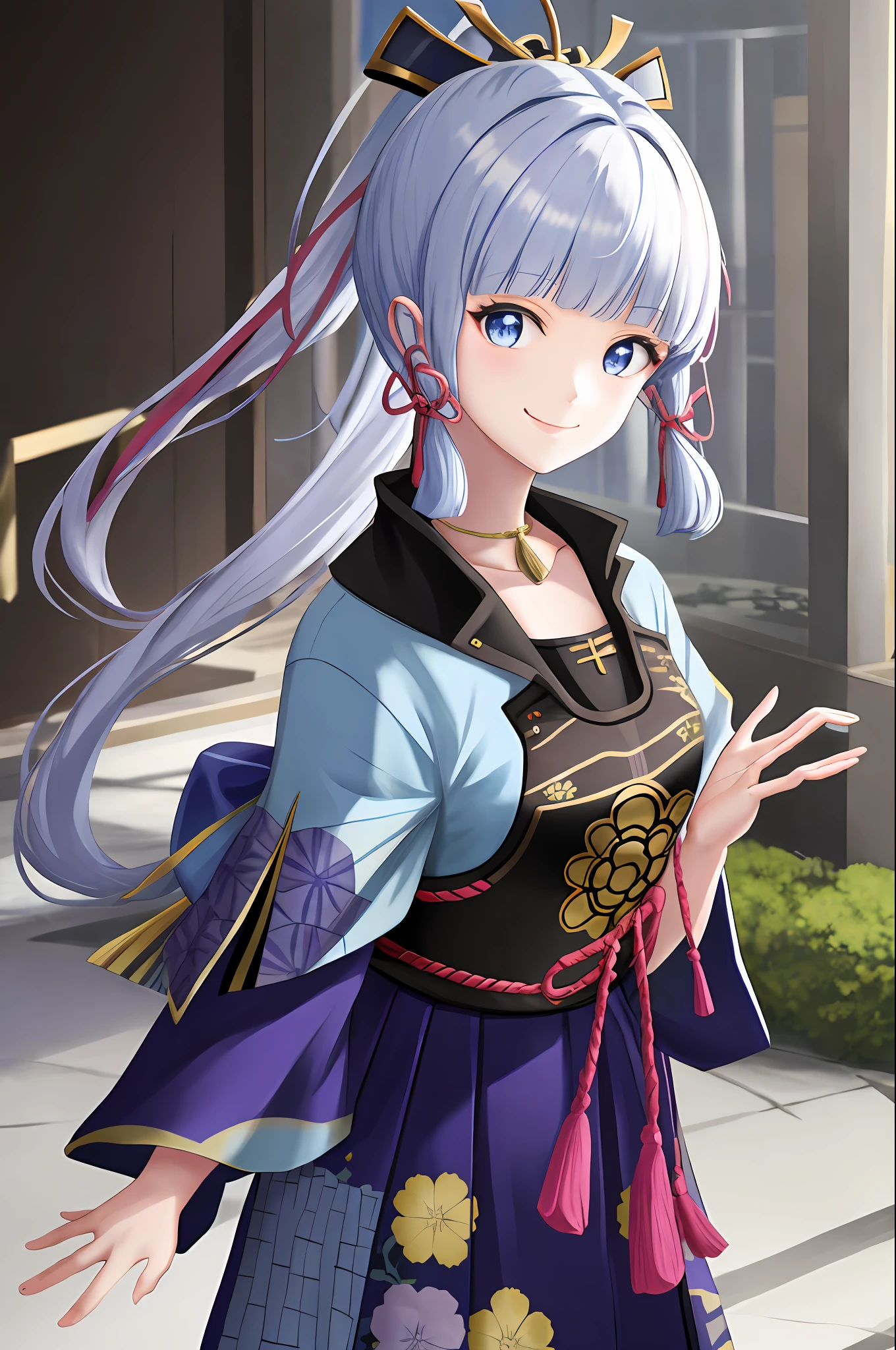 masterpiece, highres, best quality, 1girl solo, kamisato_ayaka, smile, kimono